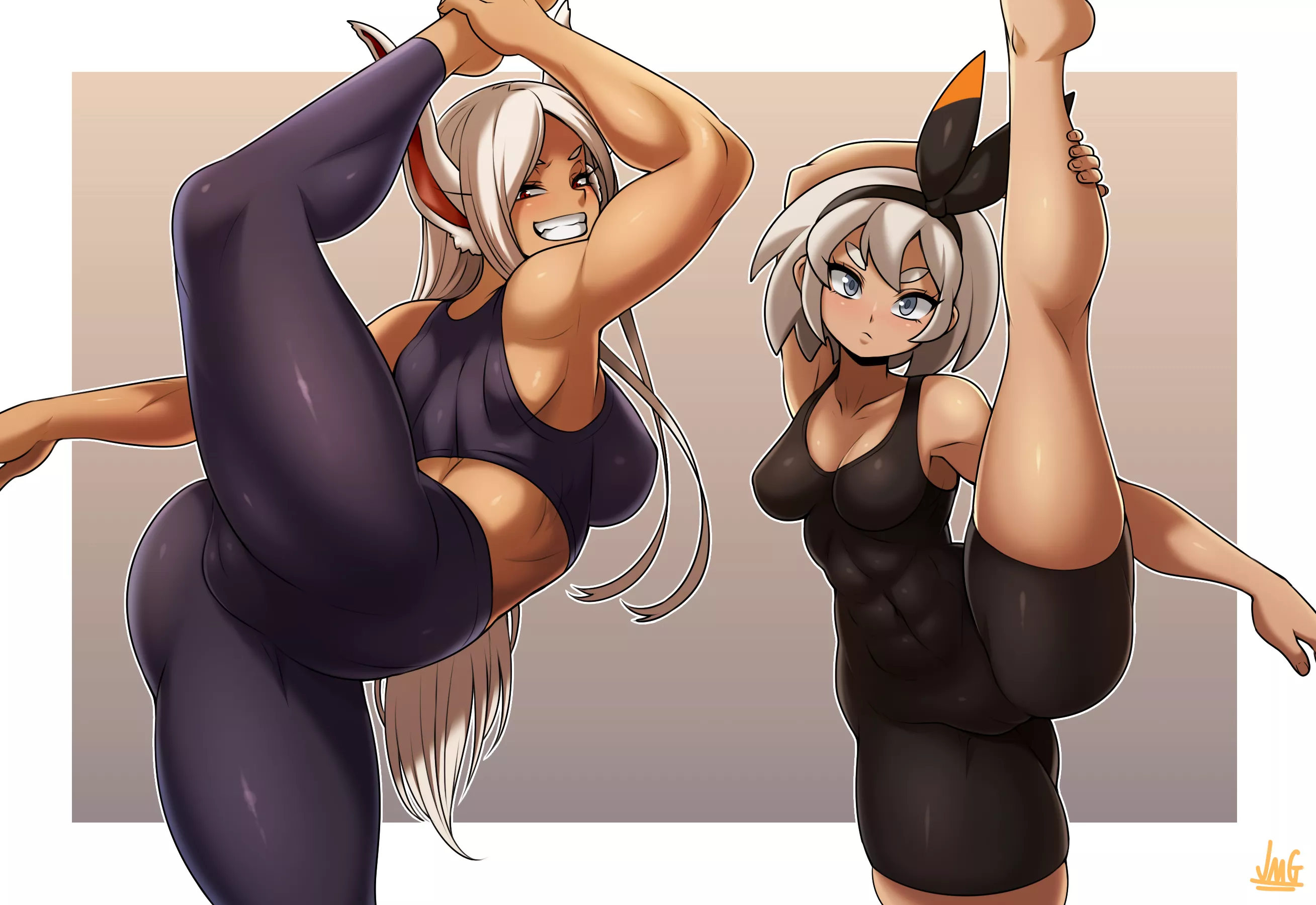 Mirko And Bea Stretching Together (JMG) [My Hero Academia/ Pokemon]