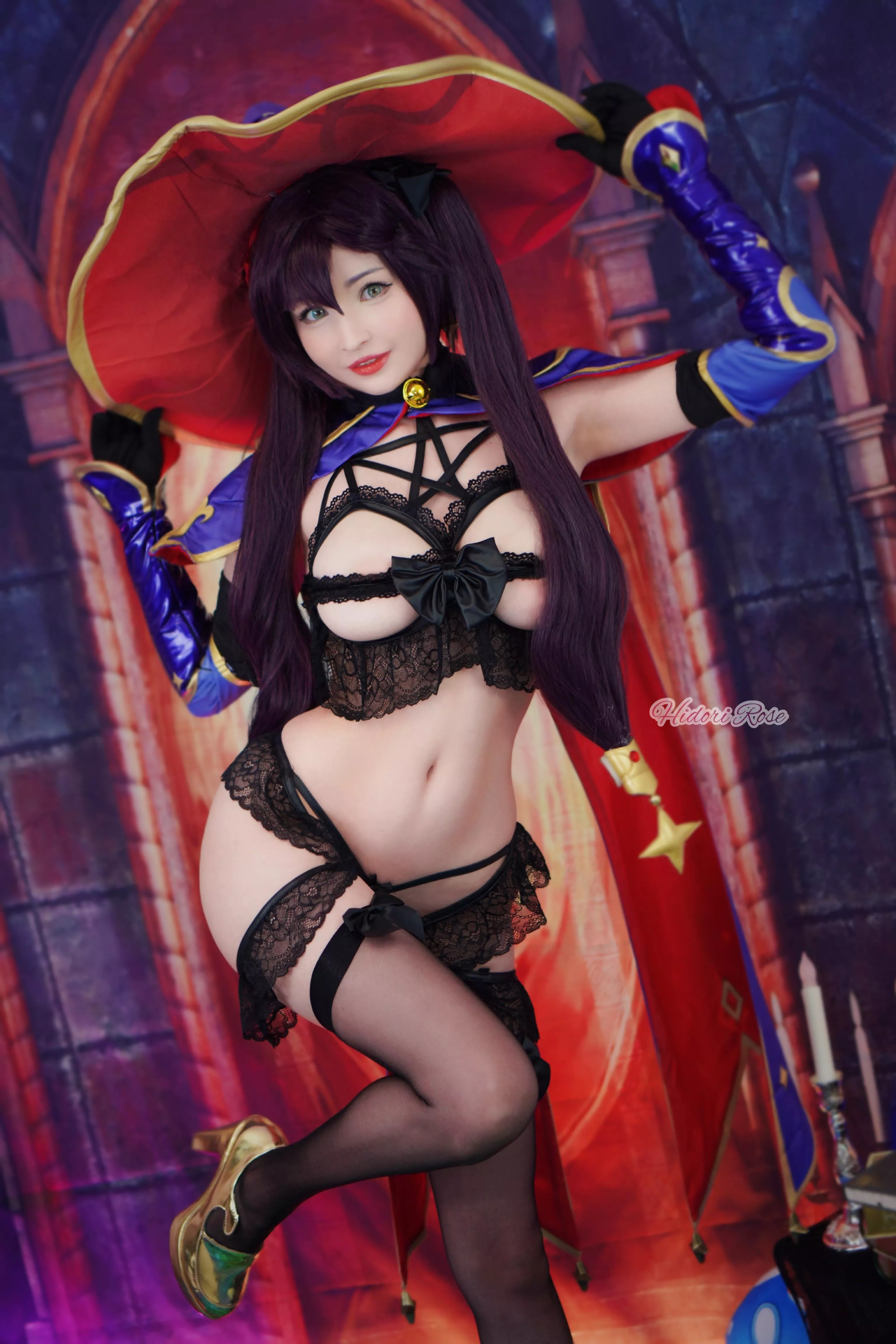 Mona Magistus lingerie cosplay by Hidori Rose