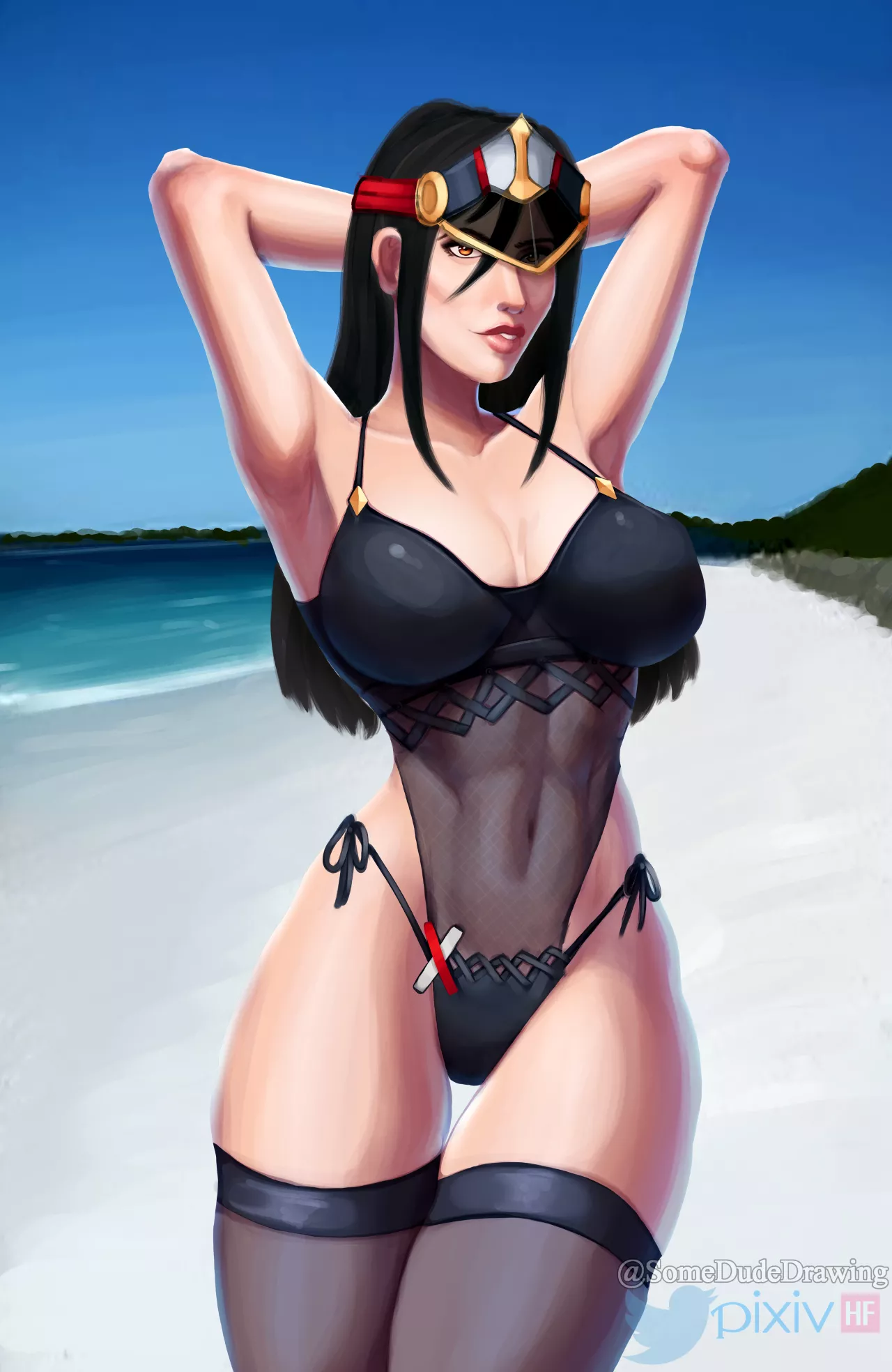 Morag Ladair Beach day (SomeDudeDrawing) [Xenoblade chronicles 2]