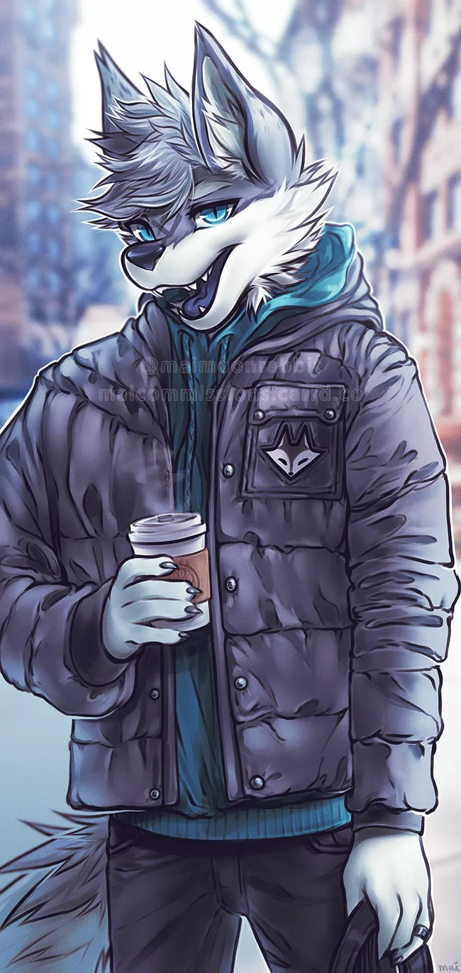 Morning coffee in the city (art by me @maimoonrabbit)