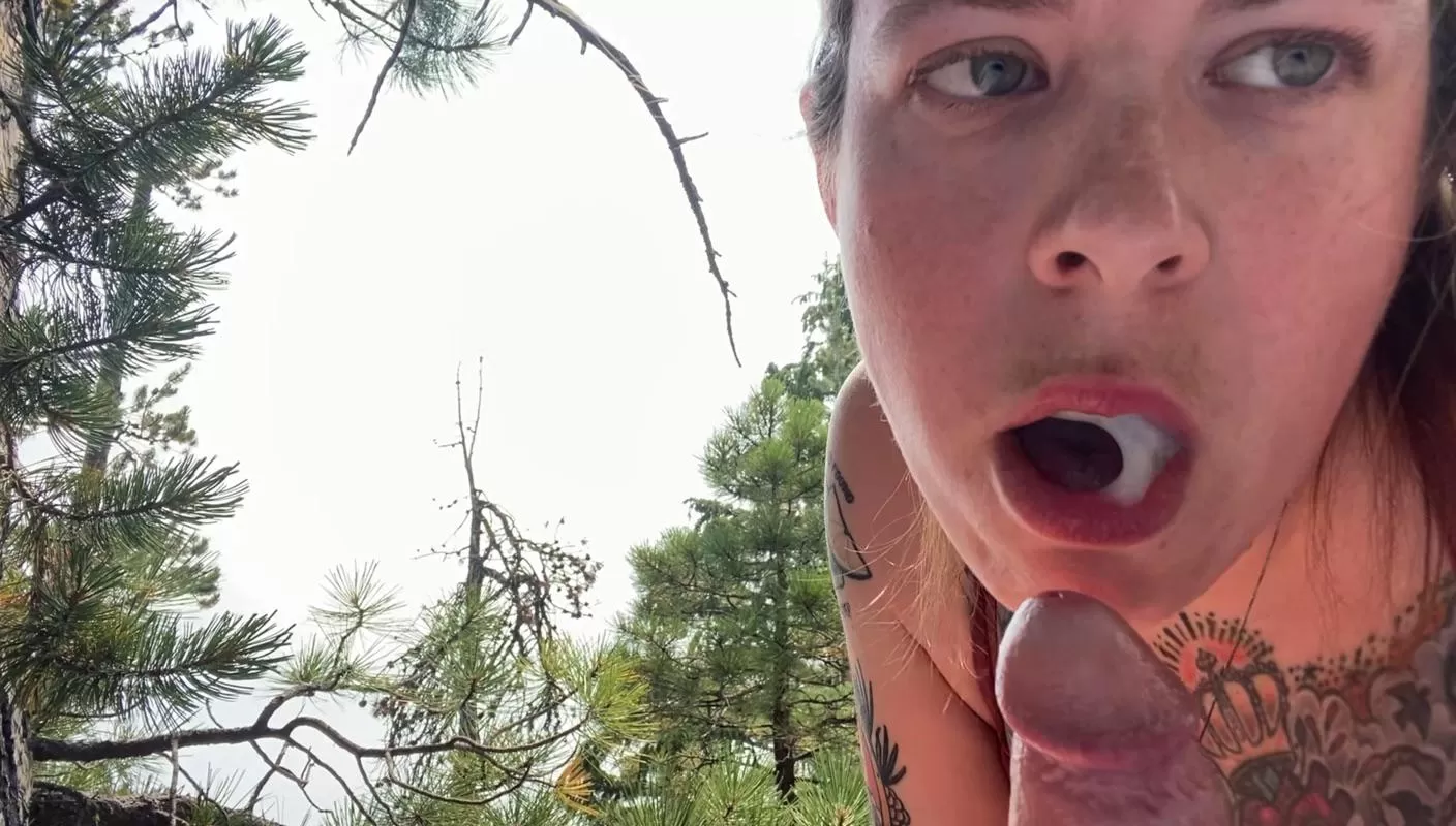 Mouth full of cum in a National Park