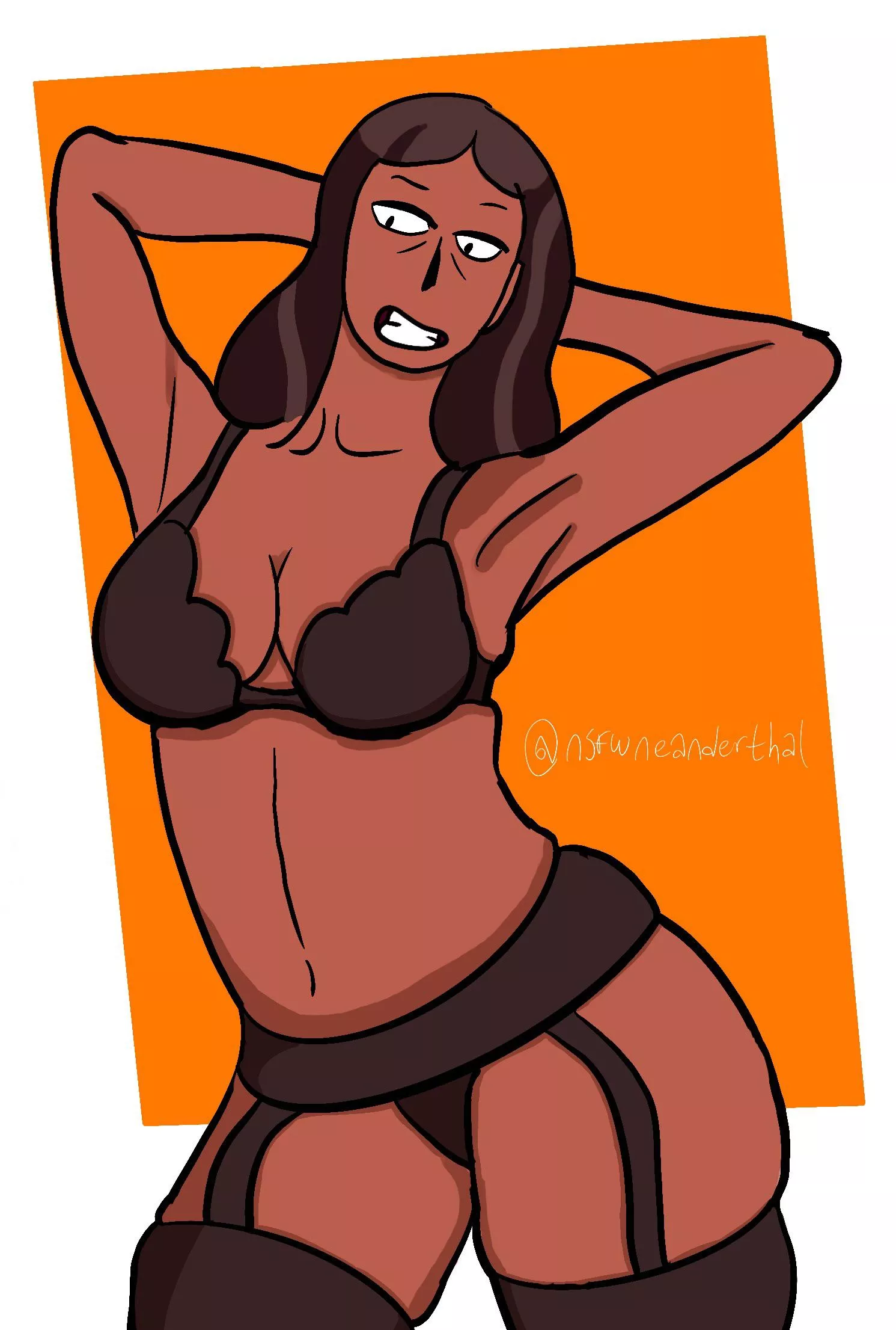 Mrs. Maheswaran in a garter belt