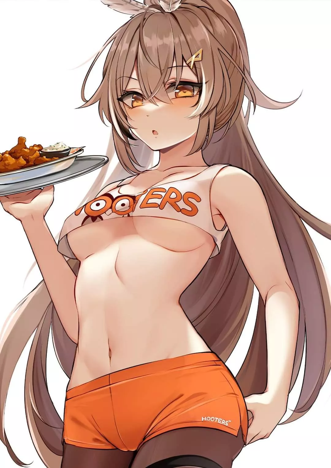 Mumei makes the best Hooters girl