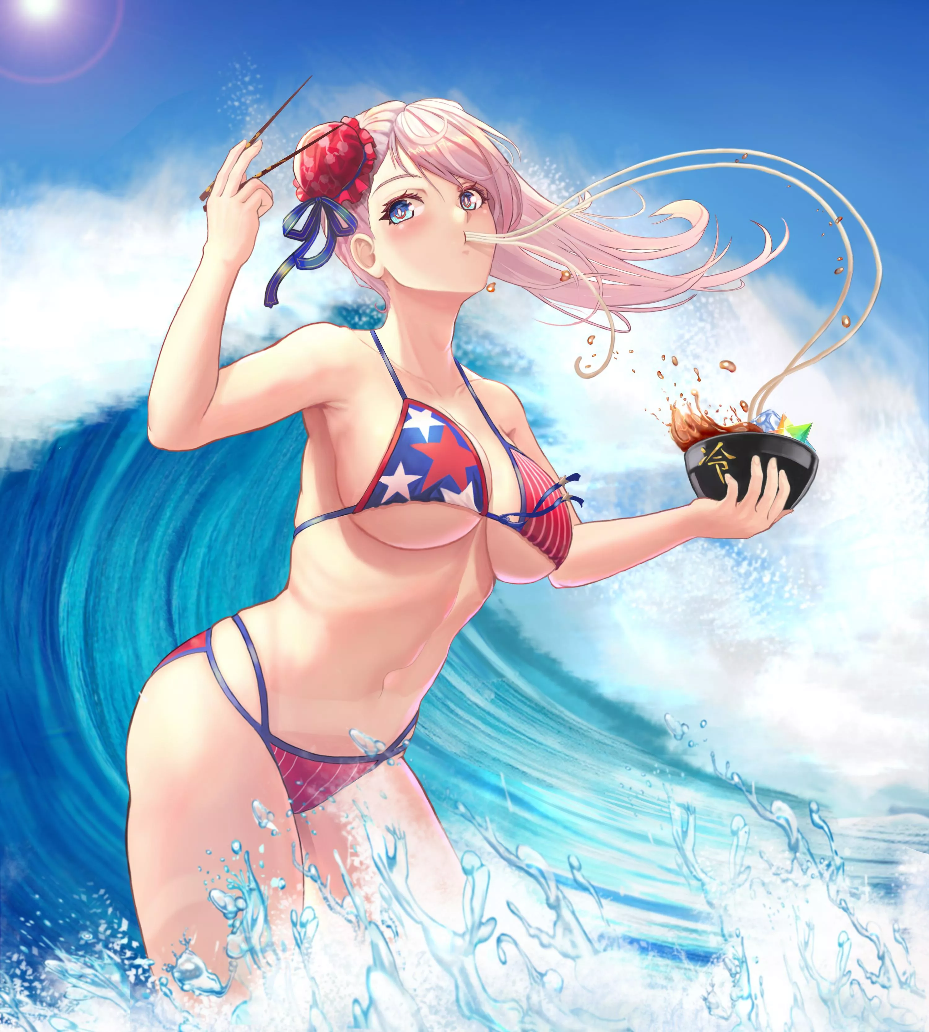 Musashi having Lunch at the Beach