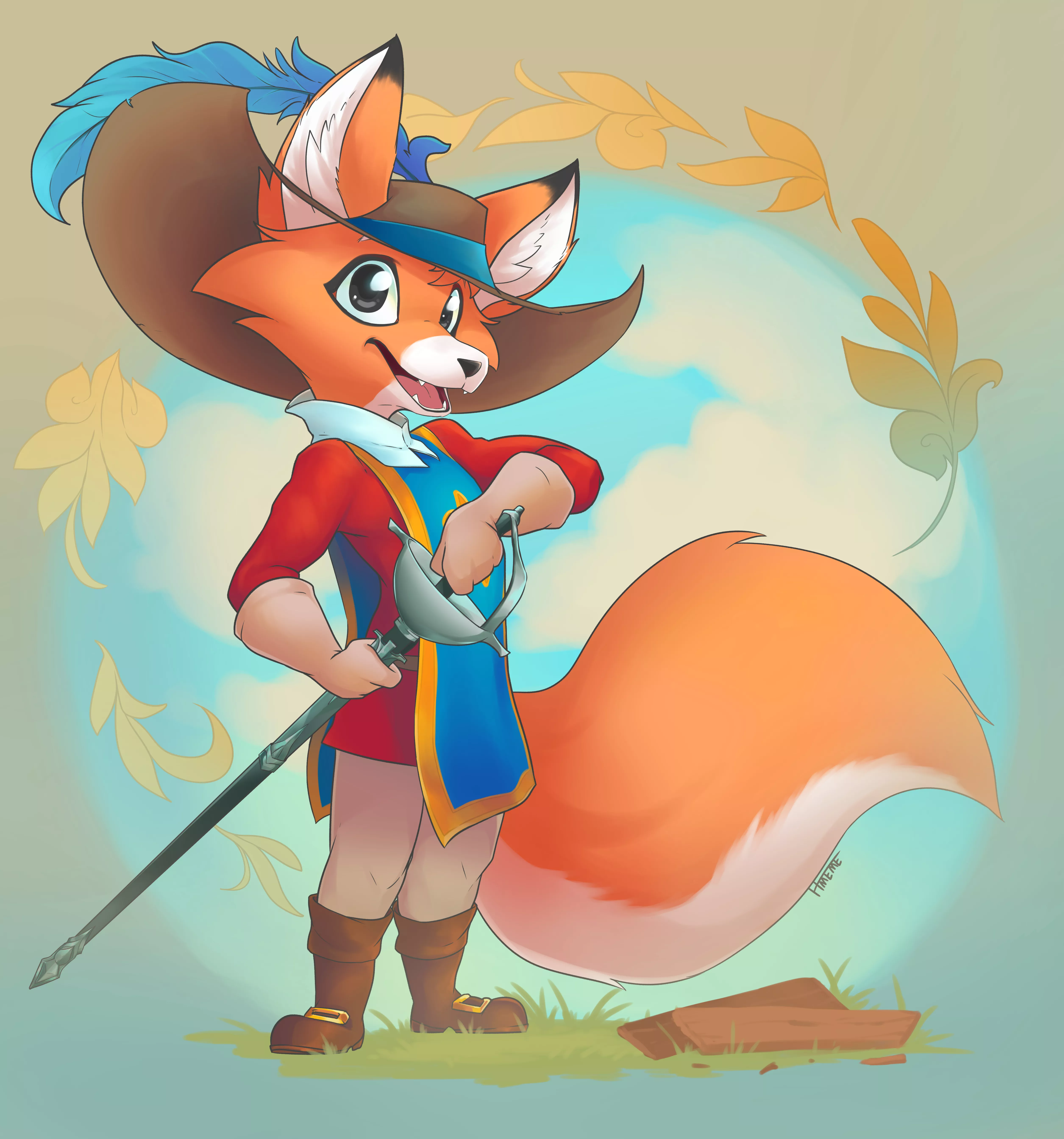 Musketeer Fox! (by me, @HmemeUwU on Twitter)