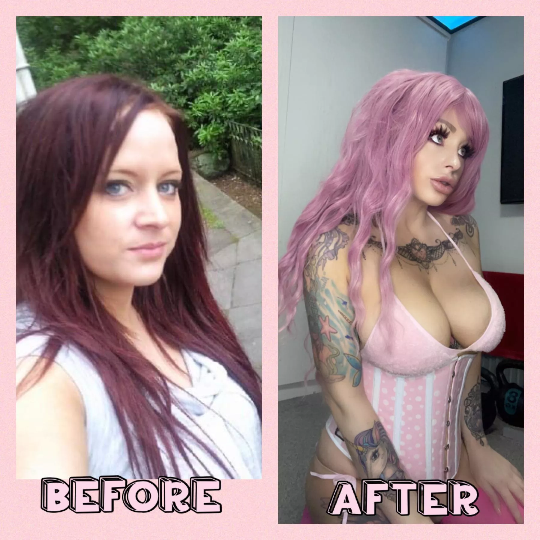 My bimbo journey! 12 years difference 💖💖💖