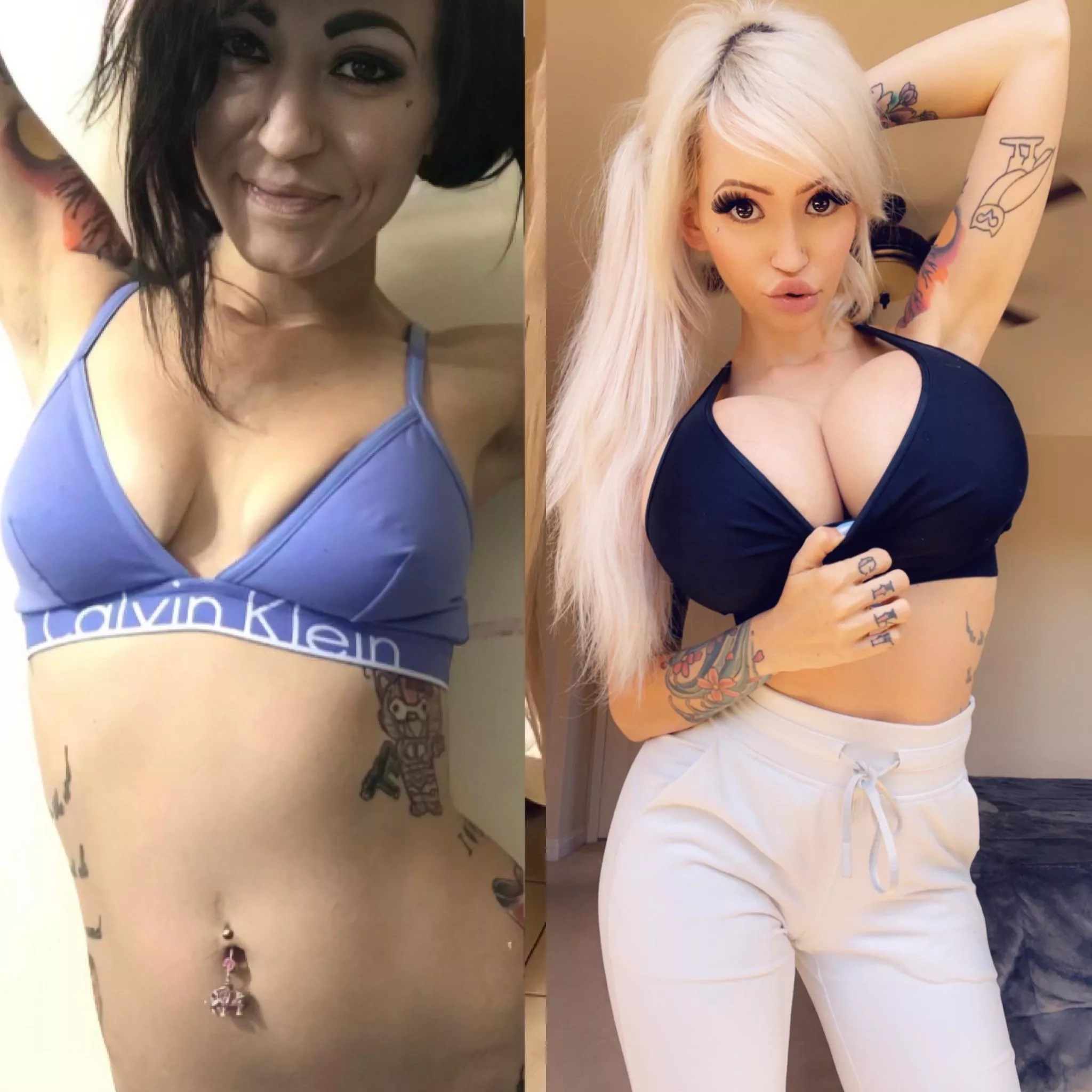 My boobs looked extra amazing today so I had to post a side by side of the old me + current me because…. Wow😍