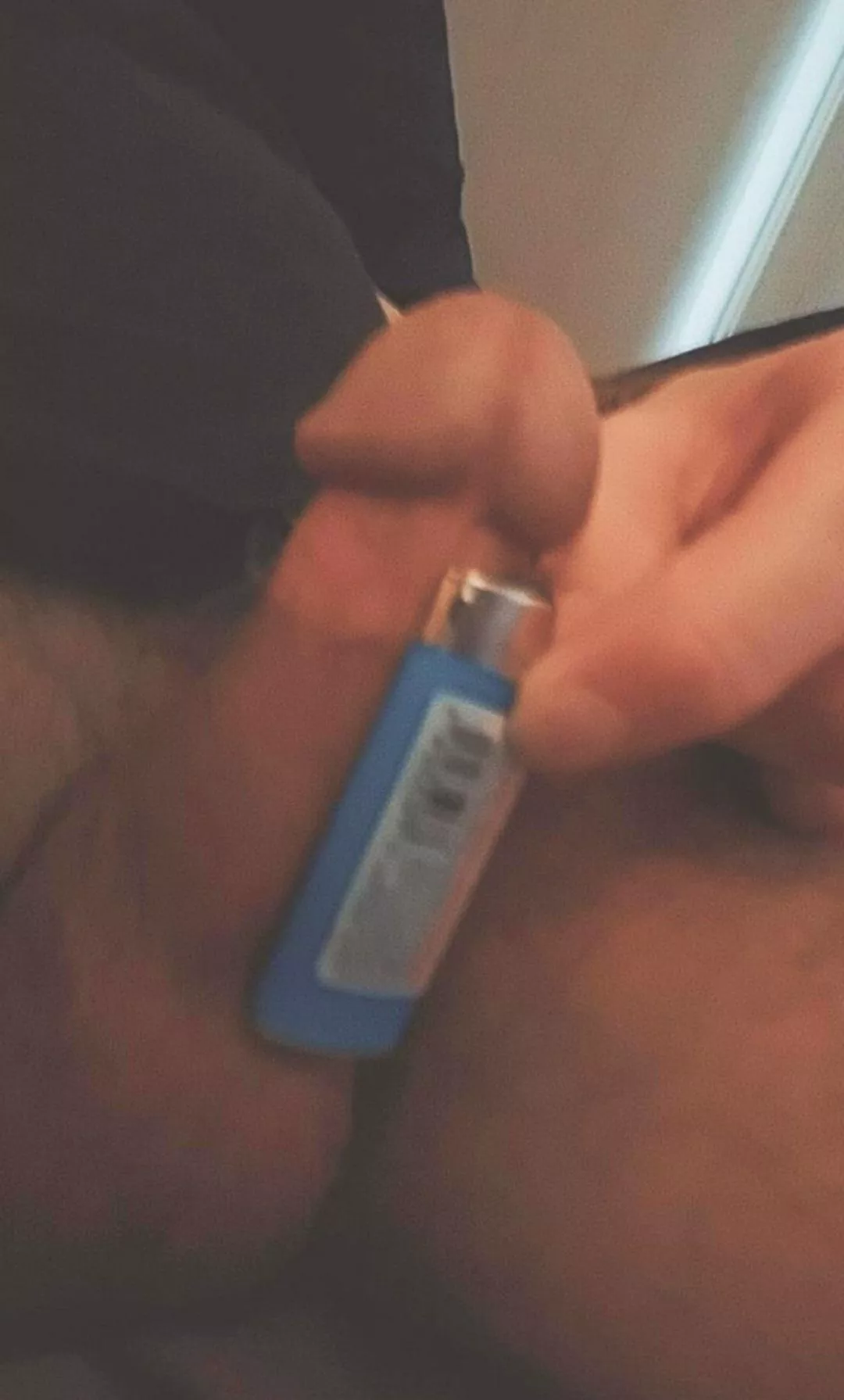 My boyfriend [25] with his little guy next to a mini bic lighter!!