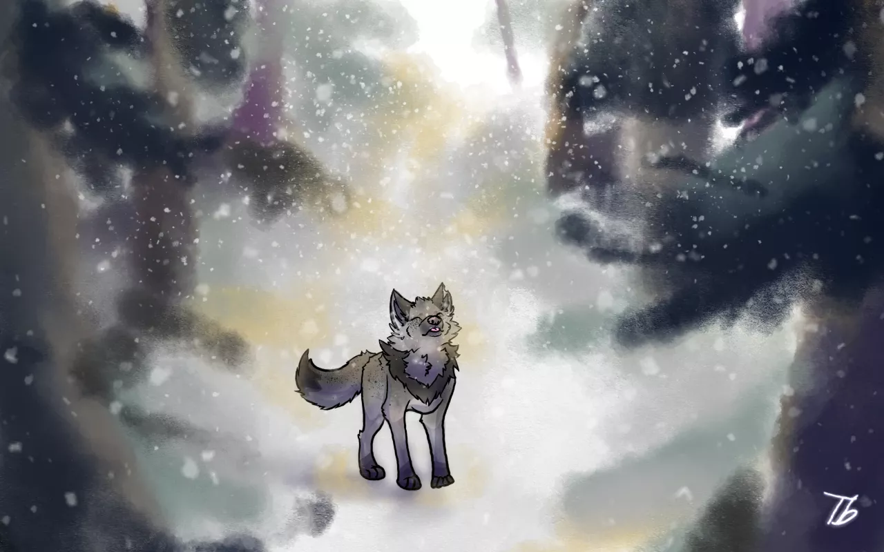 My first digetle art pice of the chairicter bone, and with a background. It took a wile so I posted late. Catching Snow-(art by me) Lett me know if you have any tips for the background.