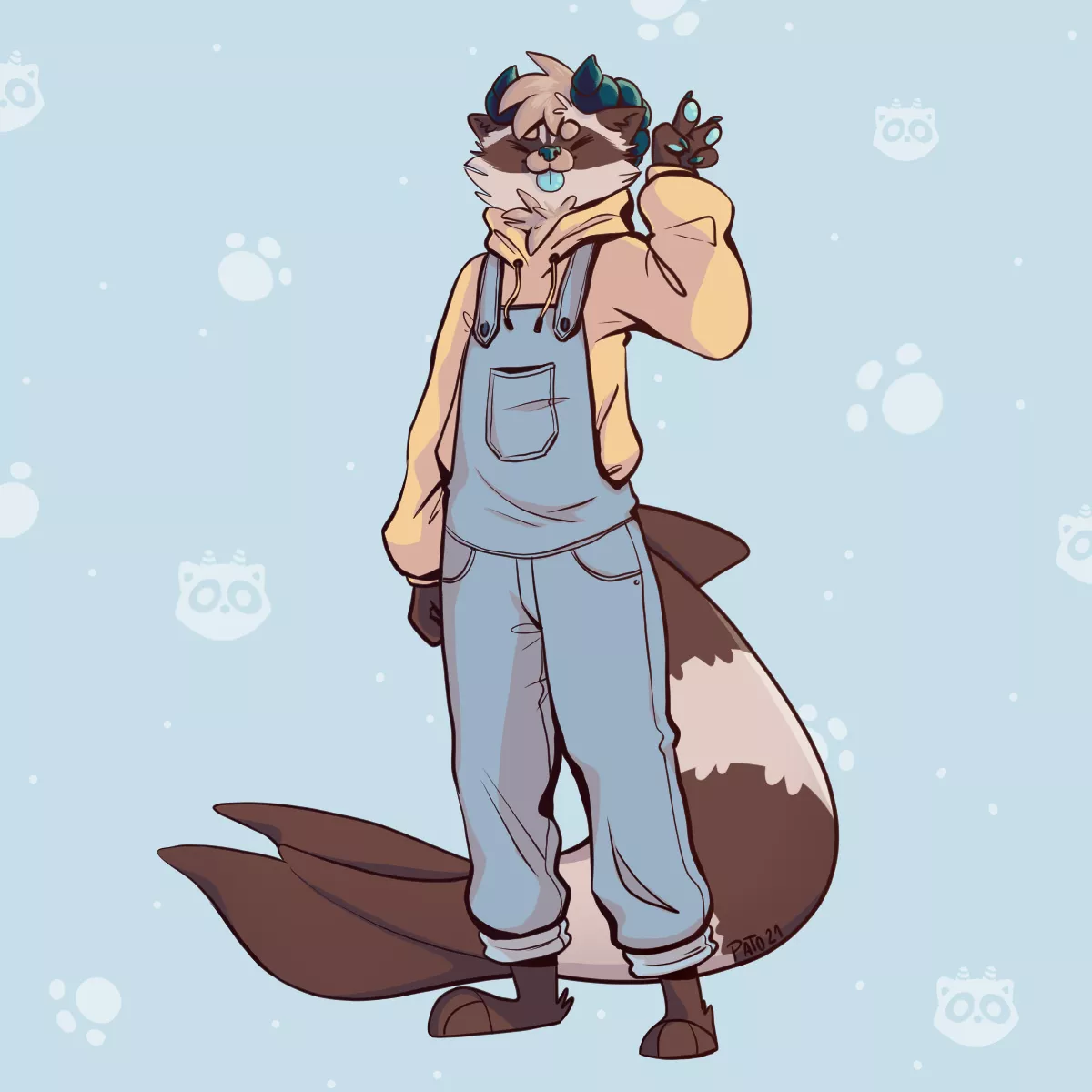 My fursona in overalls! (By me: pat0draws)