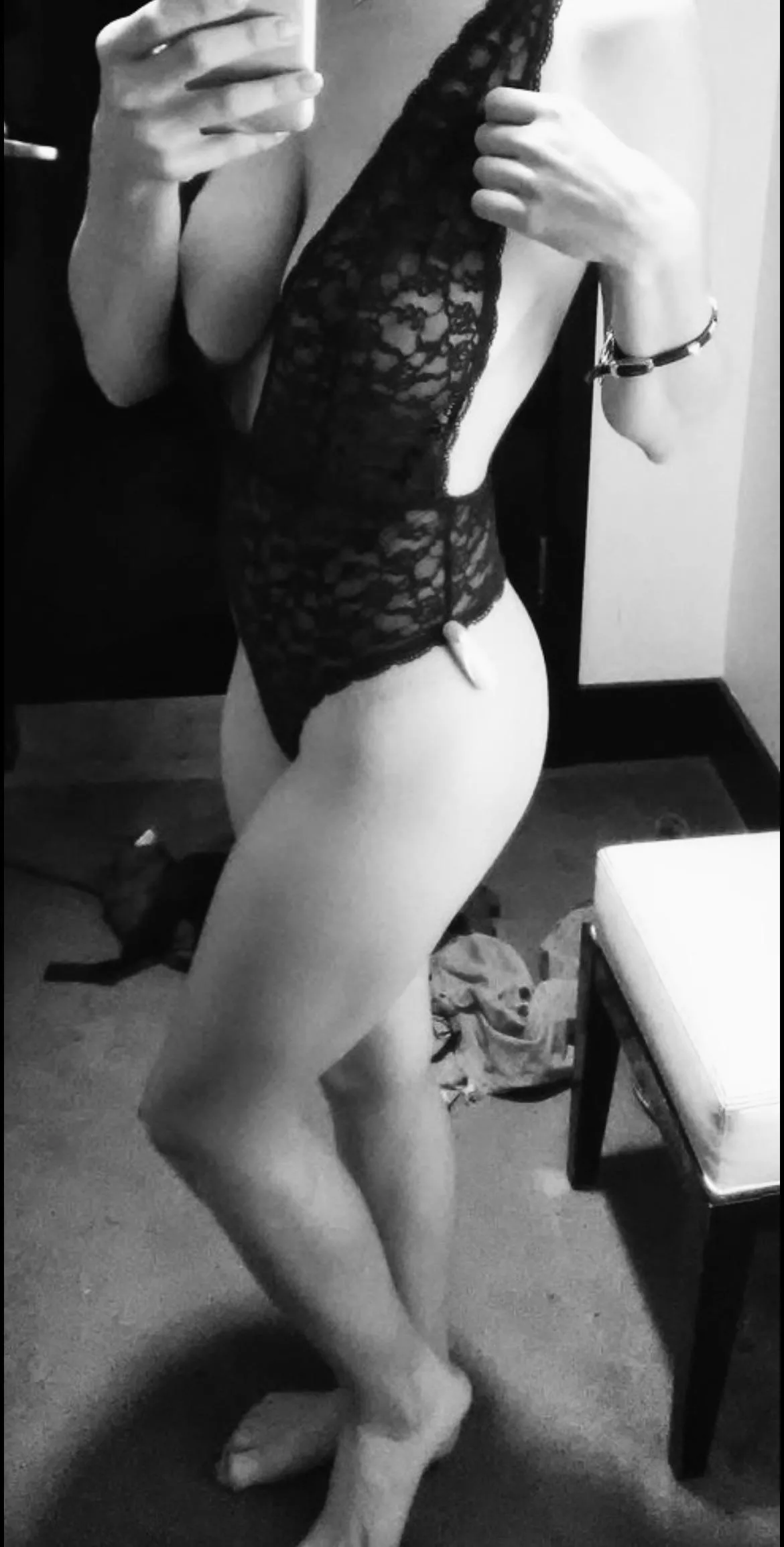 My hot wife took this selfie a while back. Sheâ€™s 30 and a mom of 3. What do you all think of her fit mom bod?