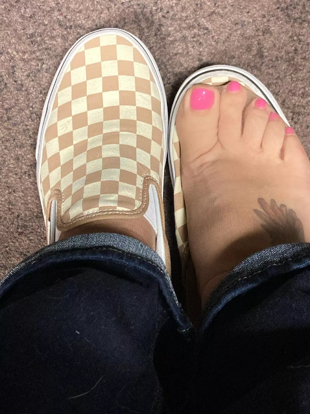 My lady at work today. Nylon and vans.