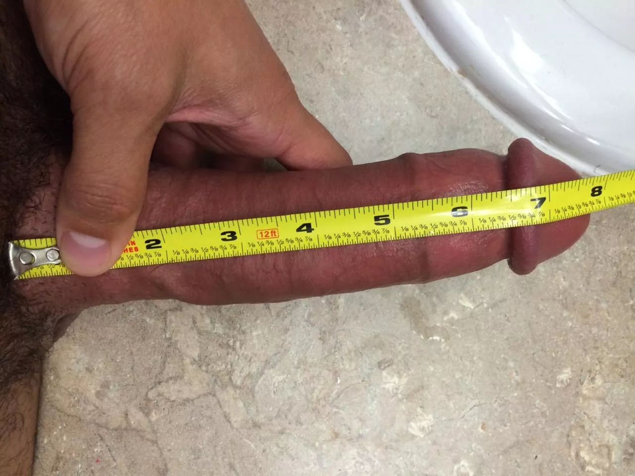 My long, fat and heavy cock vs tape measure