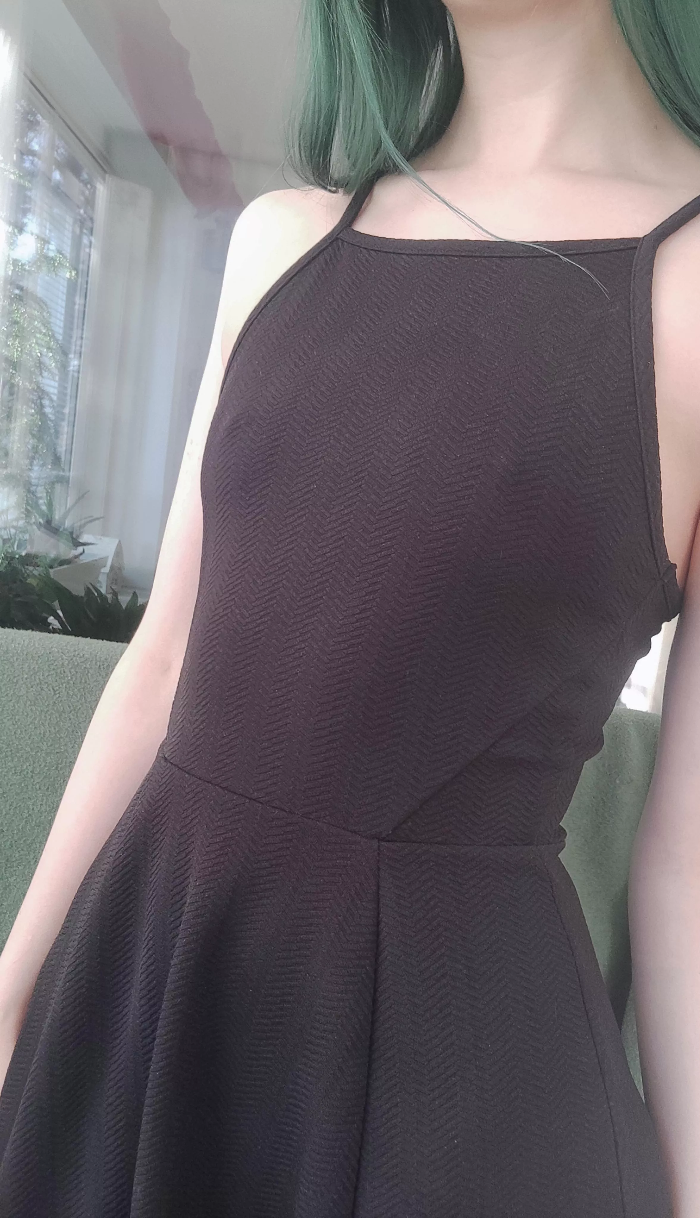 My new dress makes my tiny boobs like so cute, and nothing is better than braless