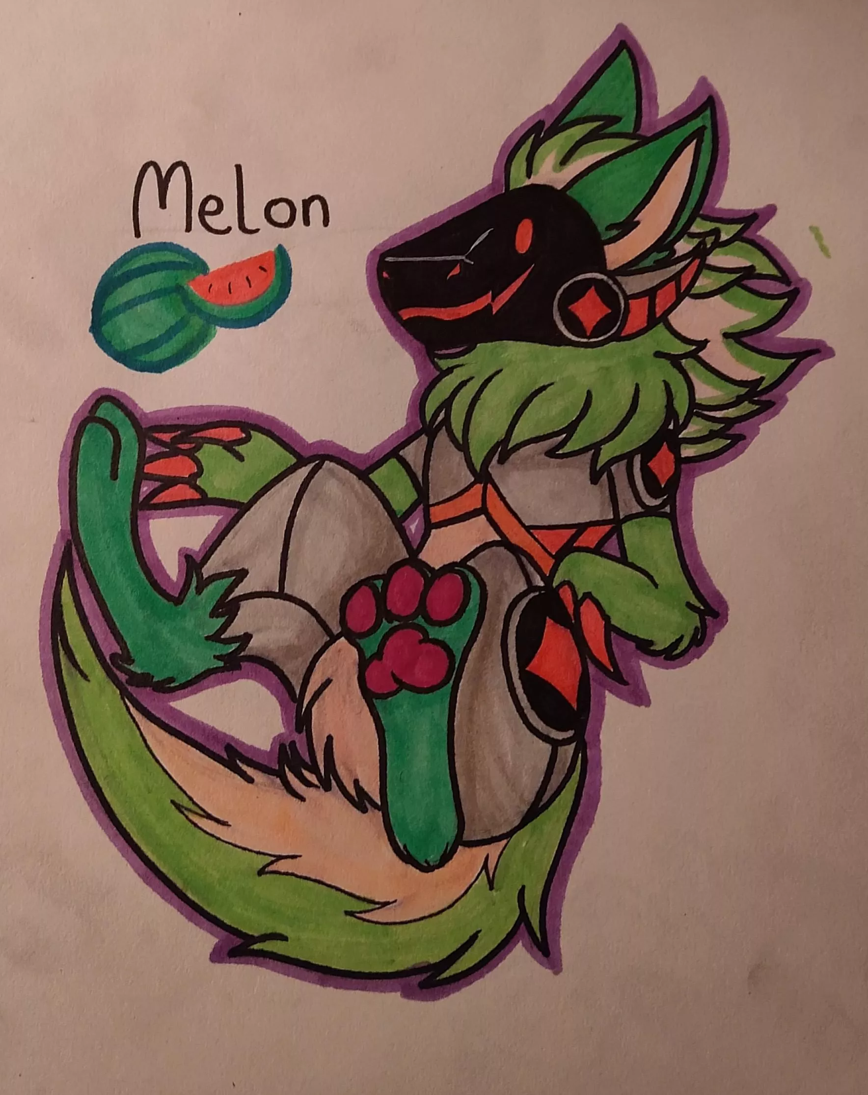 My protogen OC, Melon (Art by me, @trippy_hyena on IG)