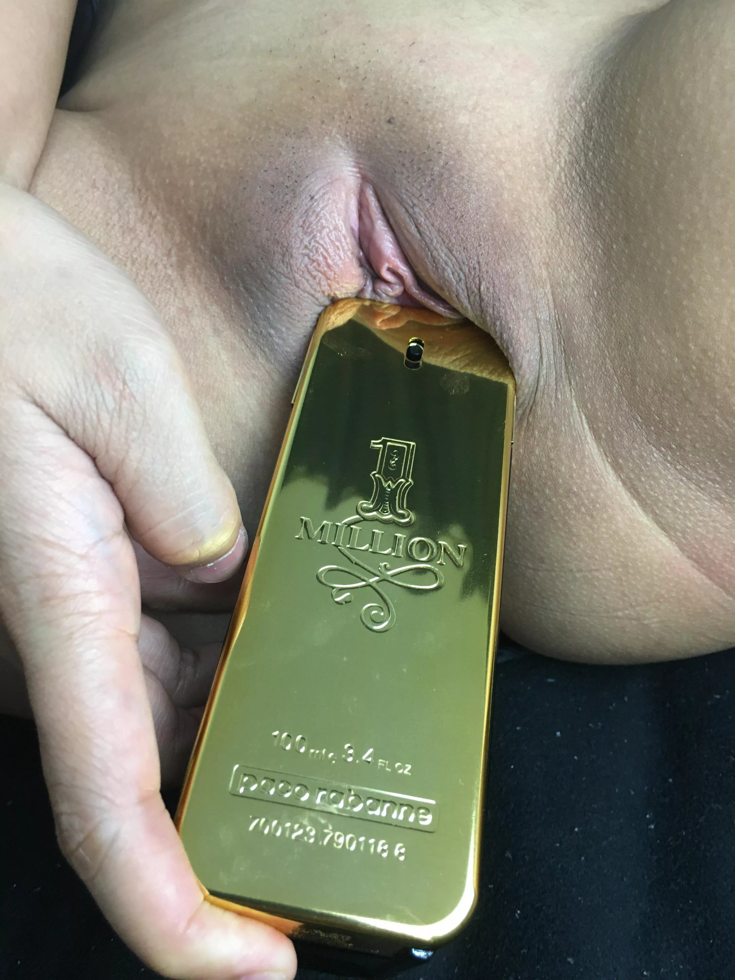 My pussy and I really love golden things! Wanna see how deep this goes in?