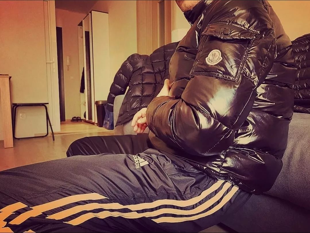 ðŸ”ž My sexy nylon puffer jacket and trackies ðŸ˜