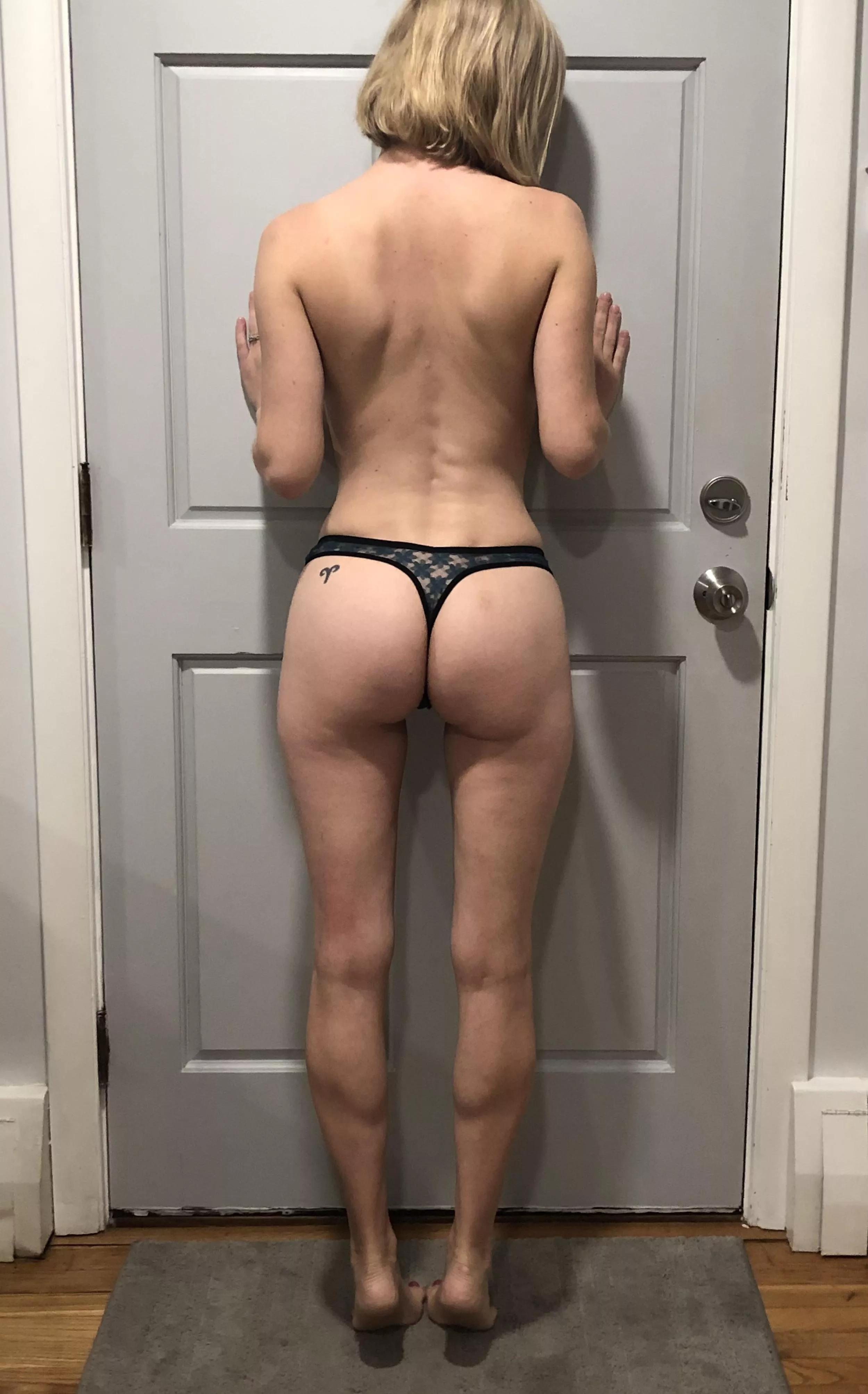 My Thong is teasing a little peek of my 33y/o MIL[F] back dimples