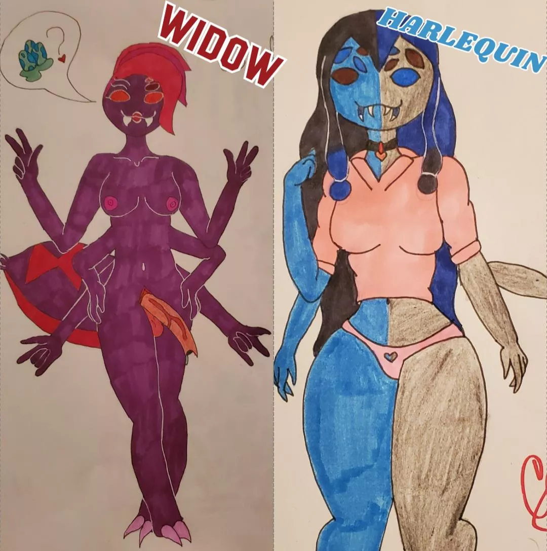 My two Spider girl characters. Which do you like better? (art by me)