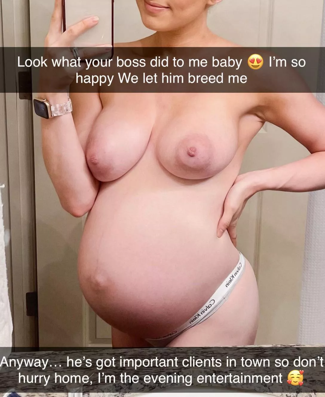 My wife can’t help herself, ever since we asked my boss to breed her she’s been desperate for his cock