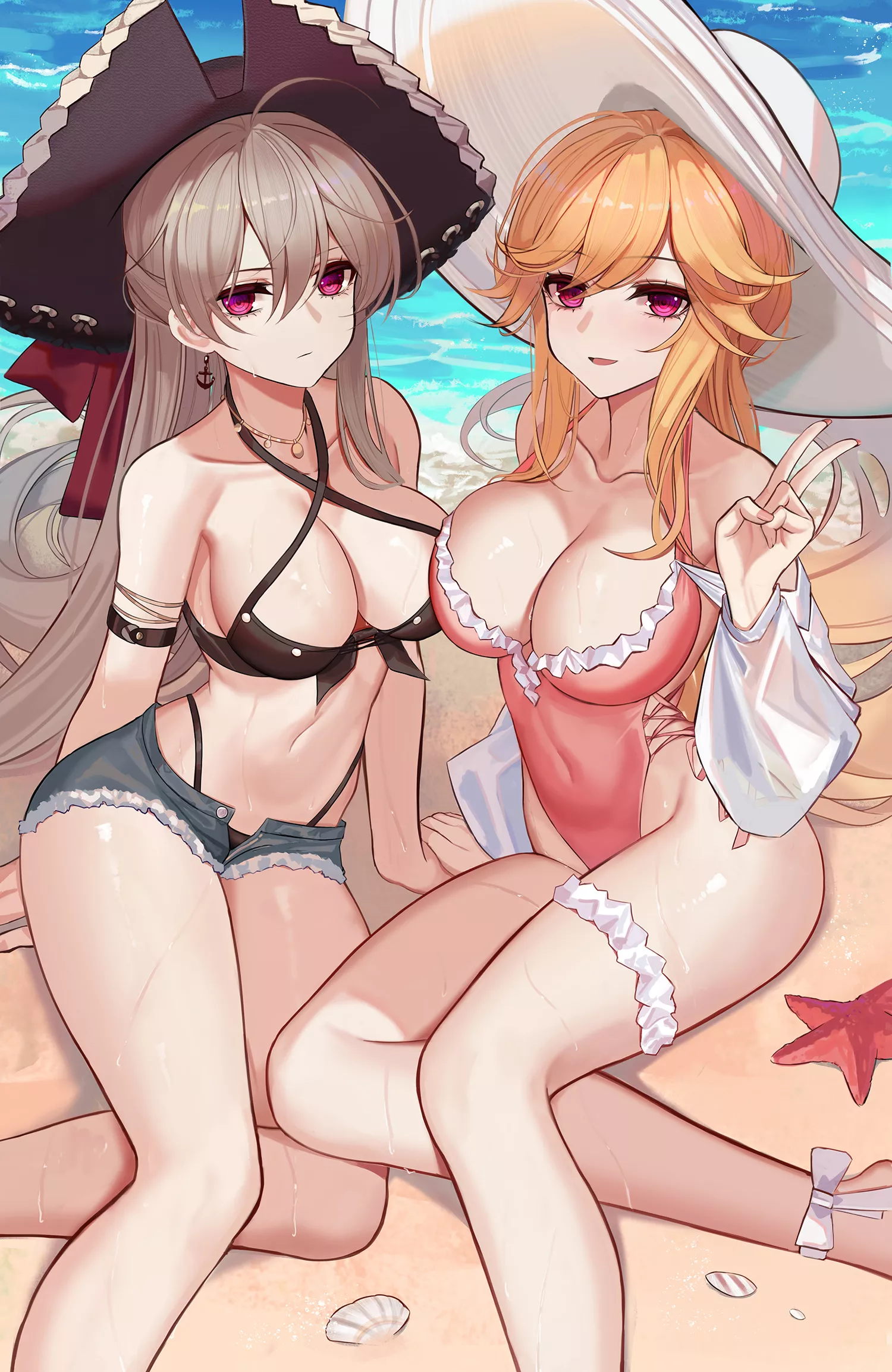 My Wife & One Of Her Friends Spend The Weekend At The Beach With Me (MNF Jean Bart & FFNF Richelieu, Azur Lane, Vichya Dominon Faction & Iris Libre Faction)