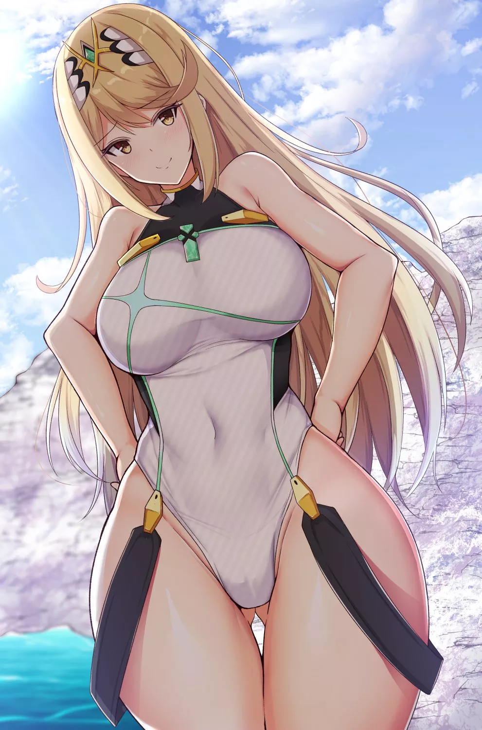 Mythra Highleg At The Beach (Noeomi) [Xenoblade]