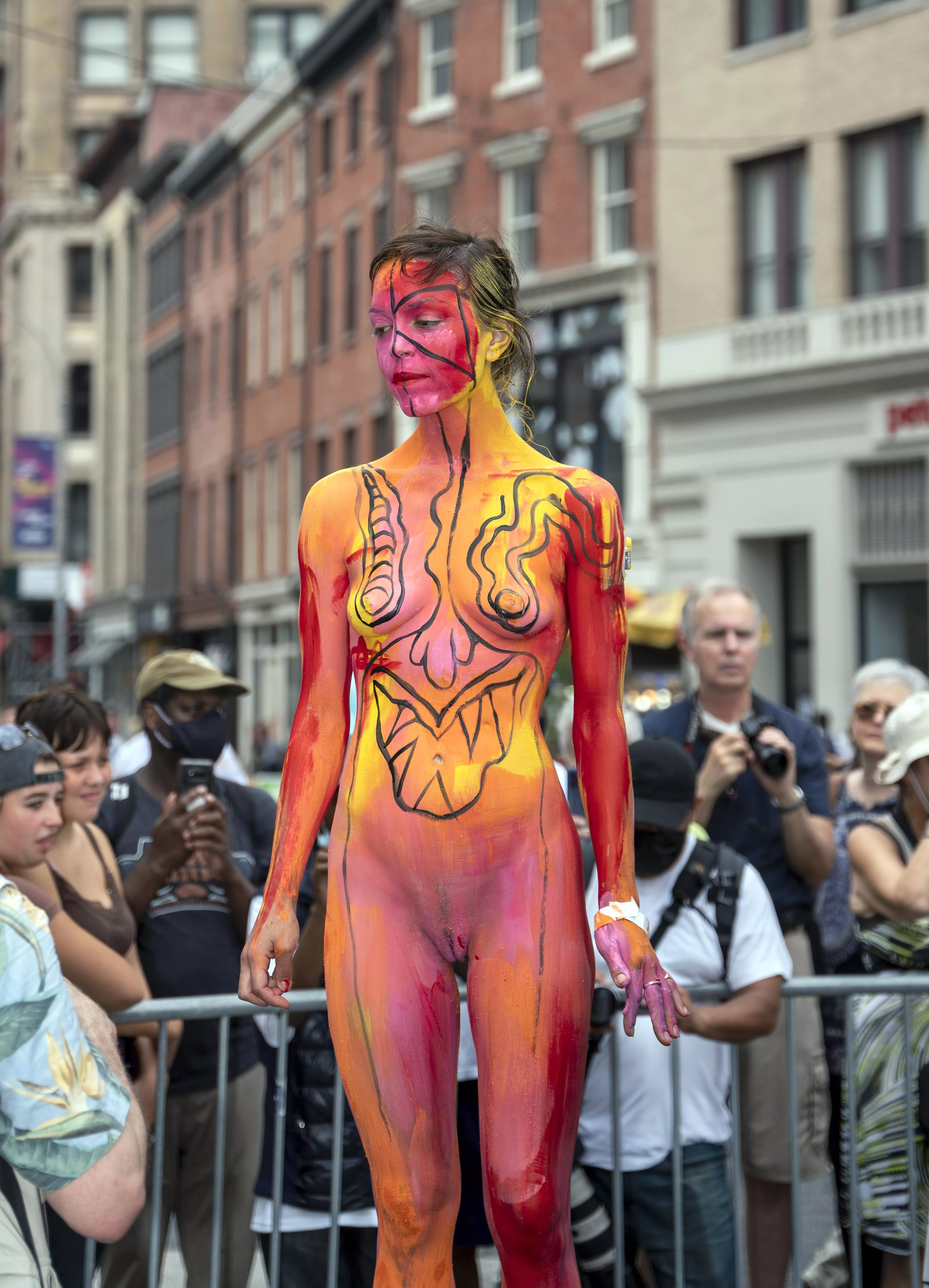 Naked and painted in public