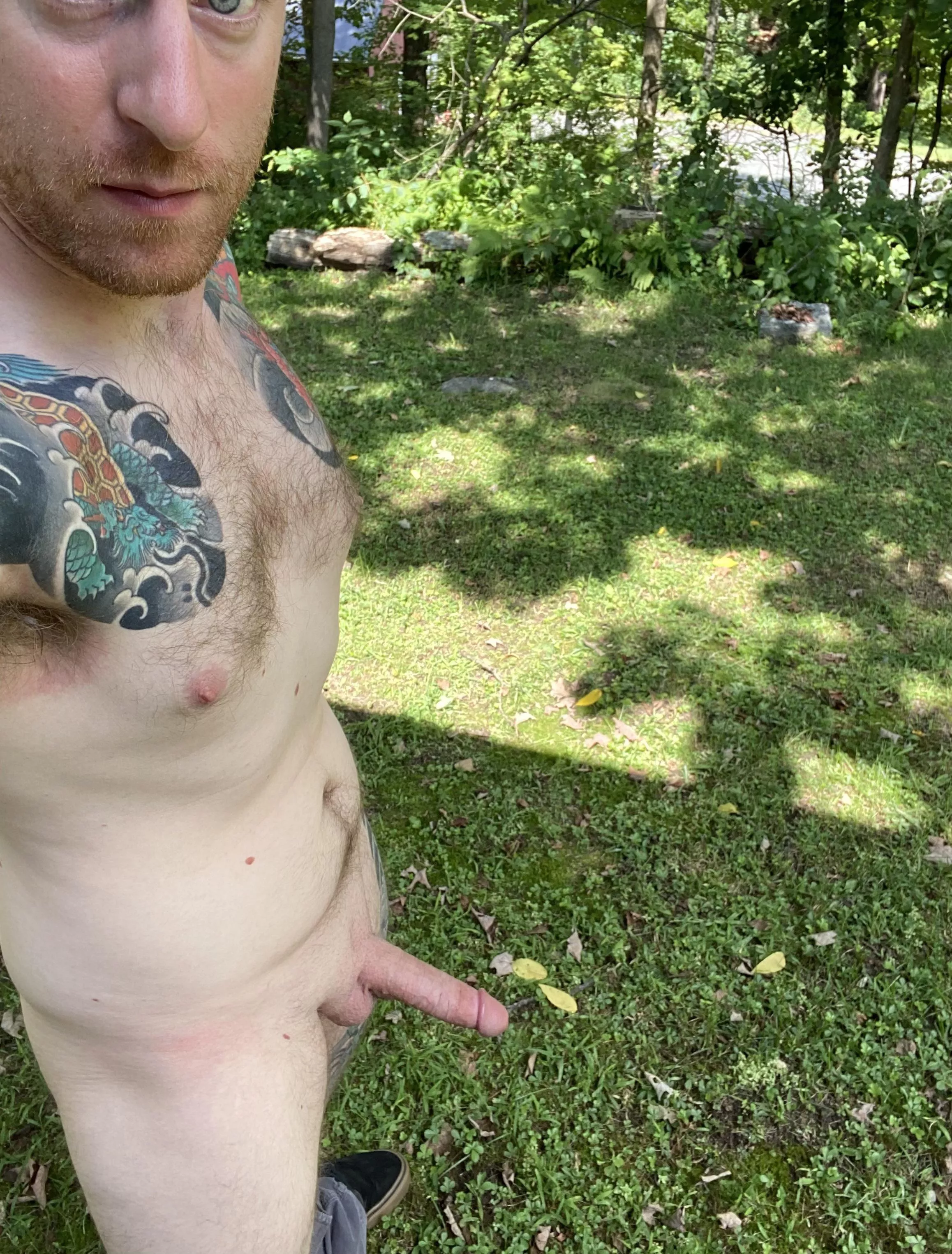 Naked in the back yard