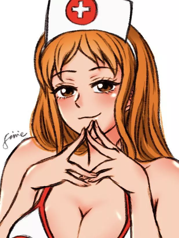 Nami in a nurse costume ðŸ’‰â¤ï¸ illustration by me!