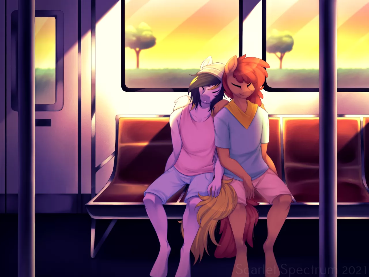 Napping on the train (Commission)