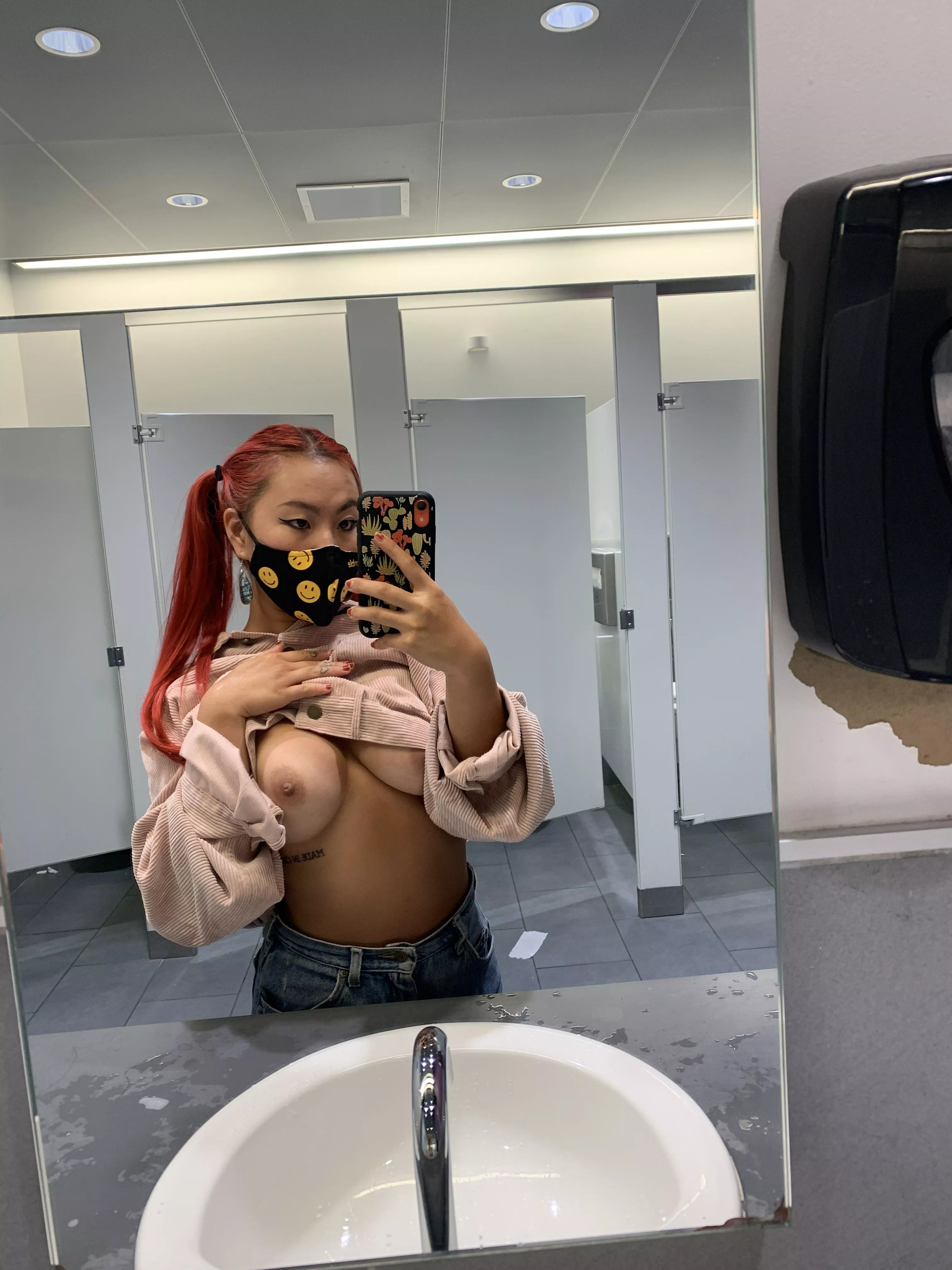 Naughty girl ditches class to take nudes in the school bathroom🤫😇😜link below