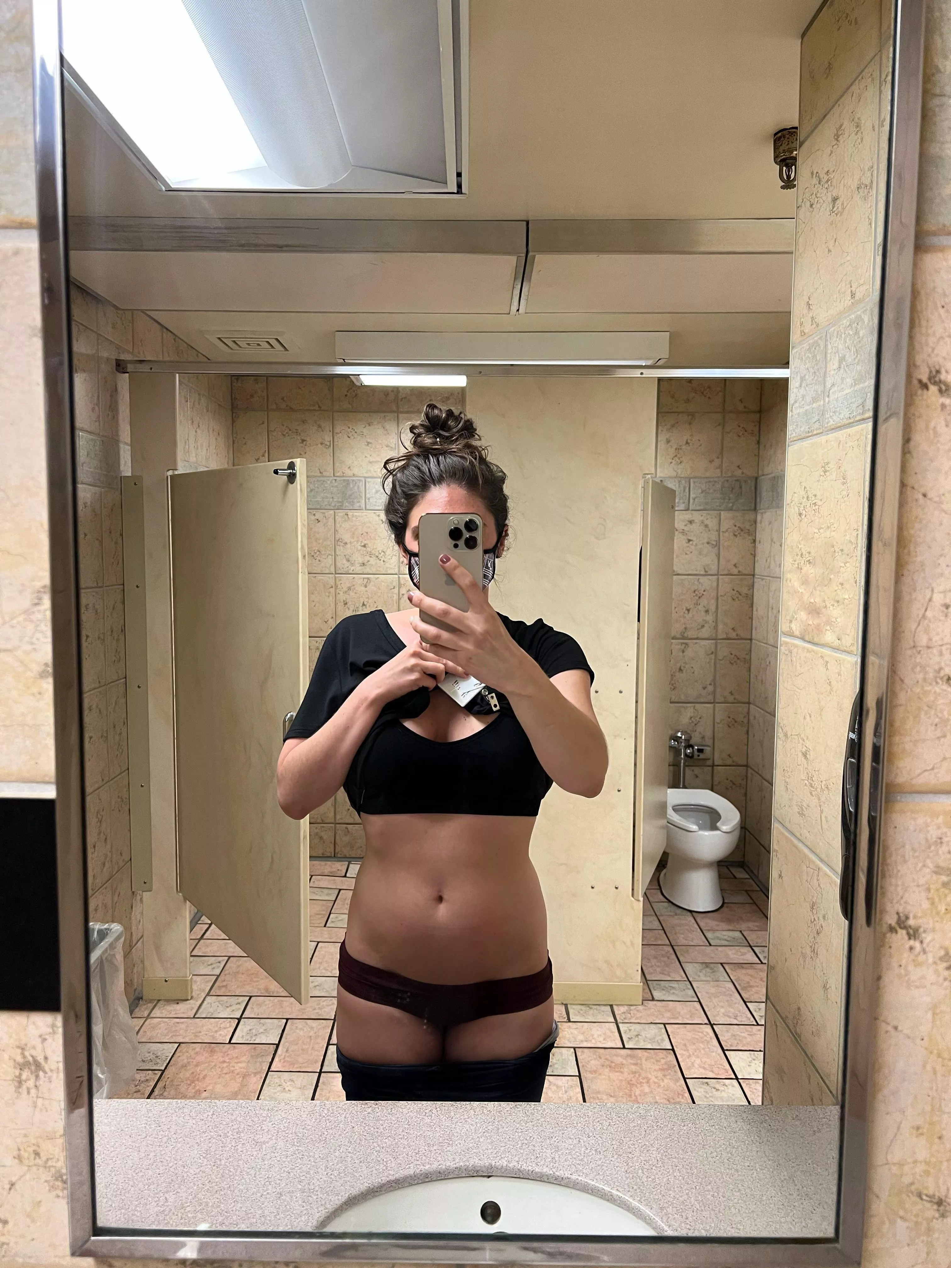 Naughty nurses take sexy selfies on breaks in the public restroom