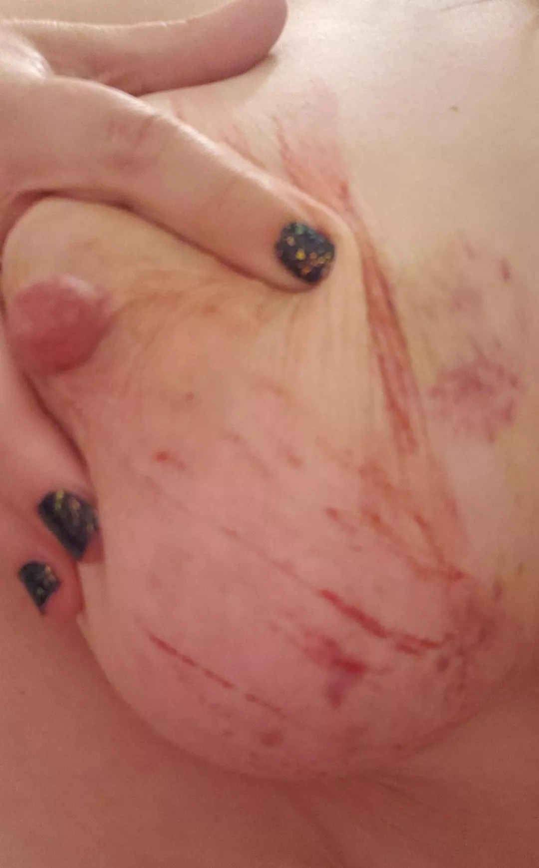 Need more bruises from Daddy's belt on my tits