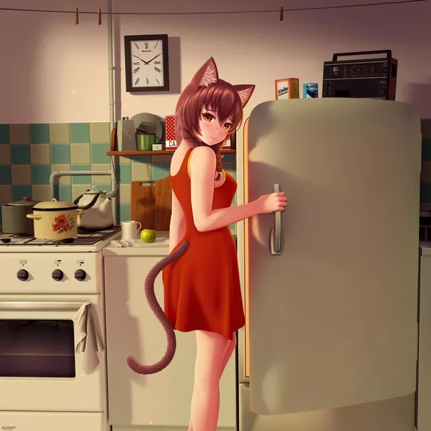 Neko on kitchen