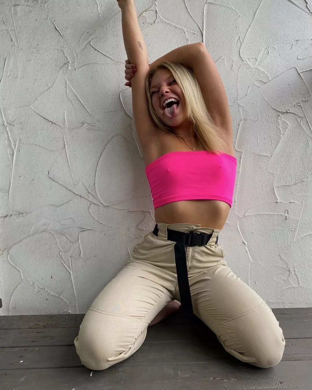 Neon pink crop top