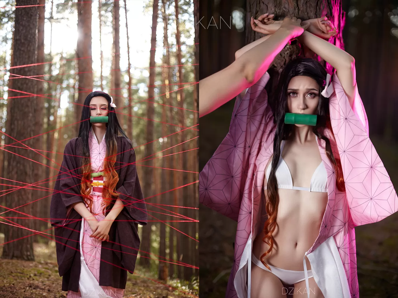 Nezuko cosplay photoshoot ON/OFF by Dzikan (Demon Slayer)