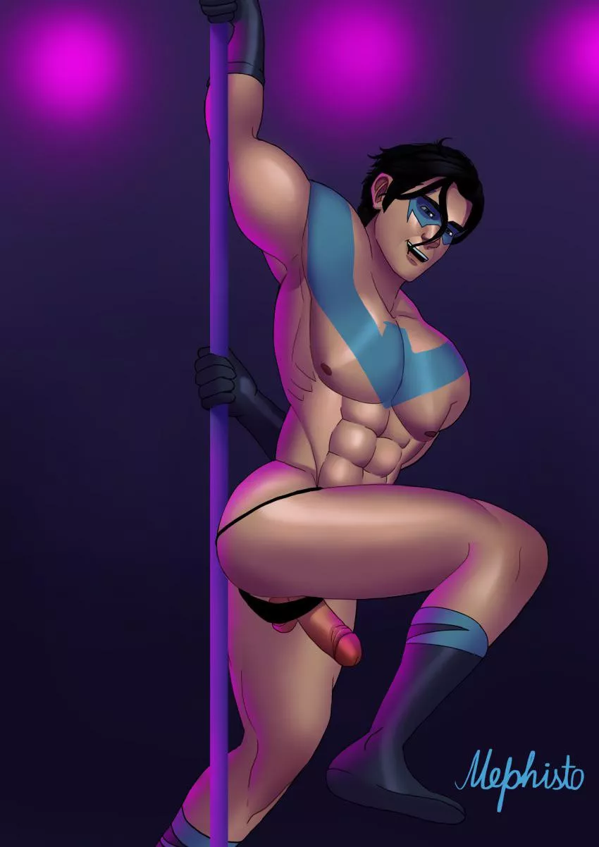 Nightwing pole dancing (Mephisto) [Young Justice]