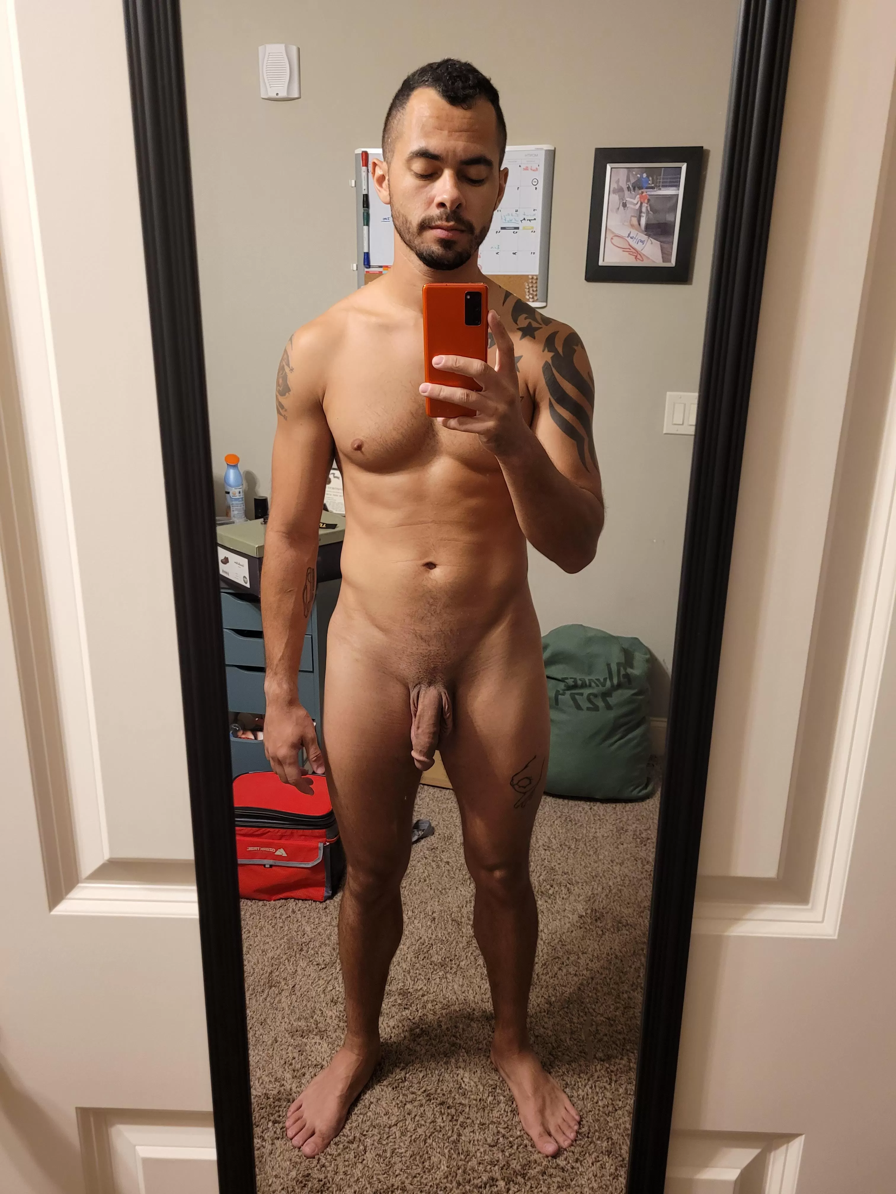 Non flexing, flaccid nude. Just me casually standing