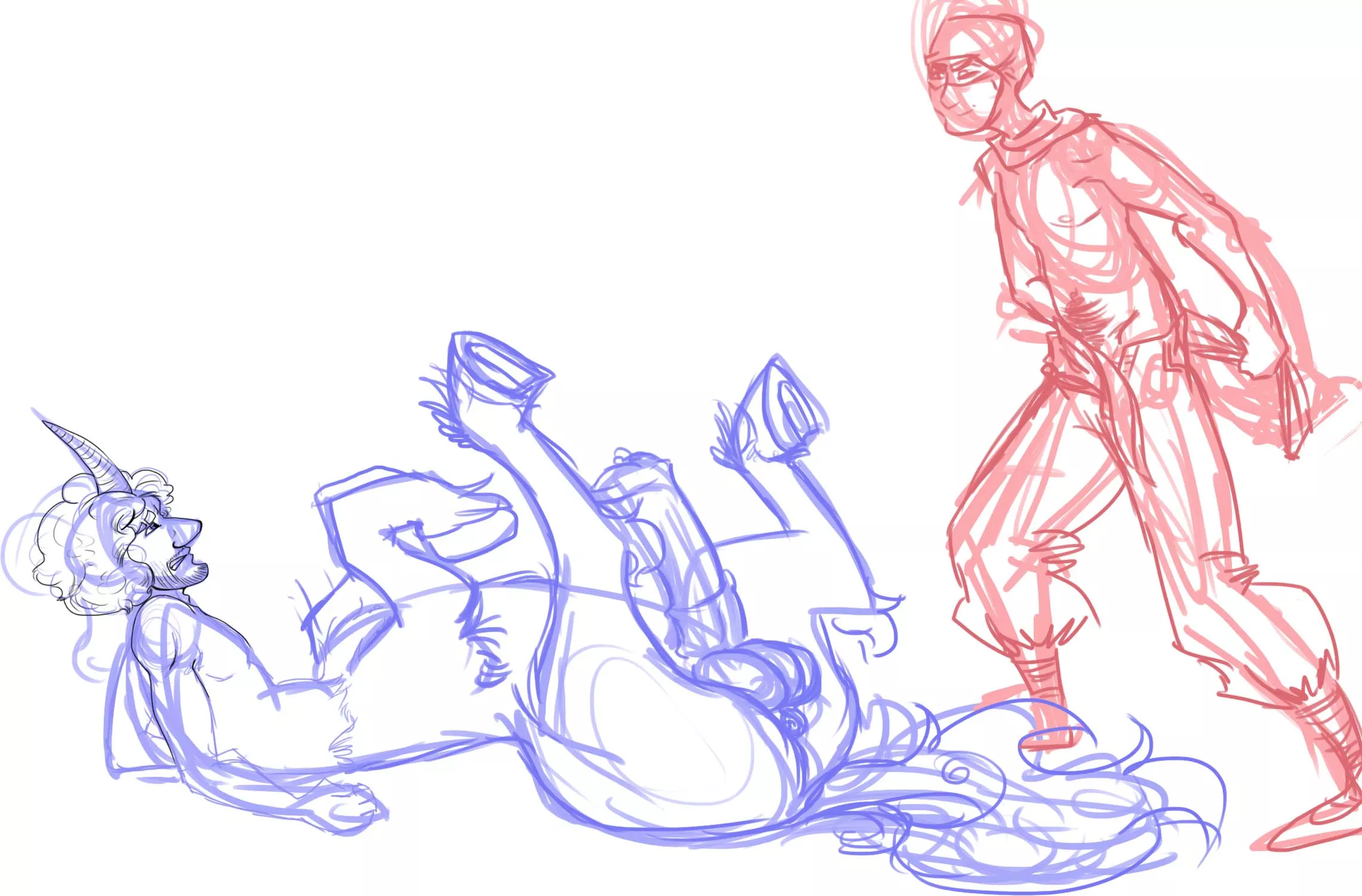 Not sure if Im going to finish, so have a sketch. Danny/Brian centaur peen [NSFW]