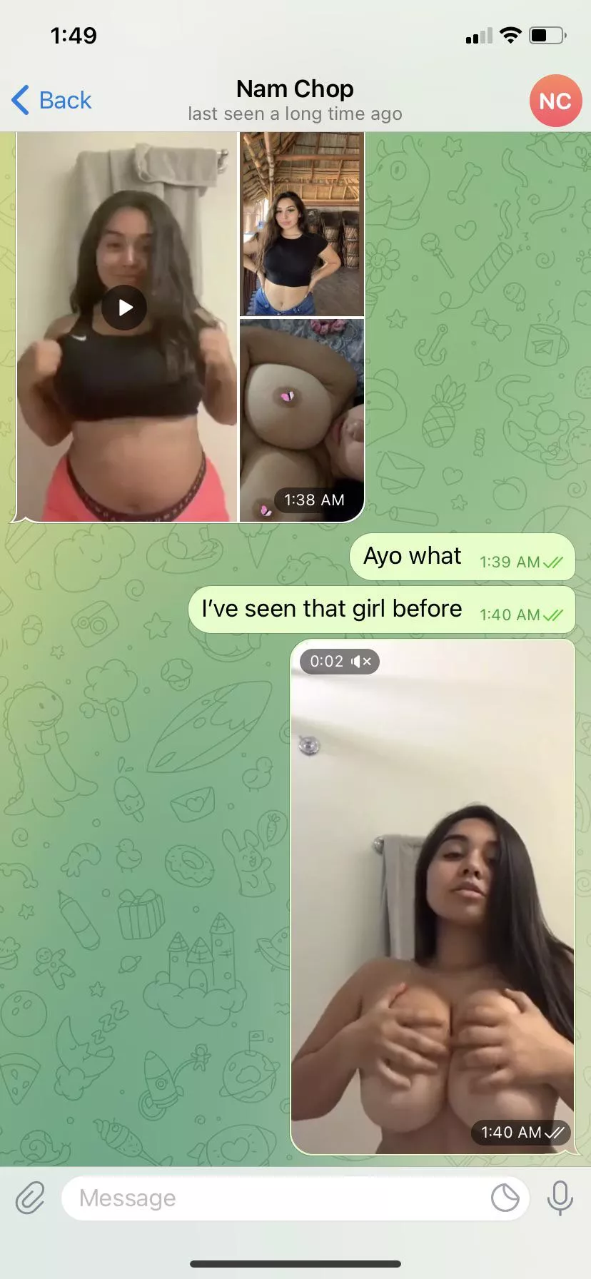 Not using his own gfs pics. His telegram is NamChop