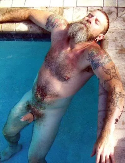 [NSFW: Full Nudity] A Viking relaxing in the pool.