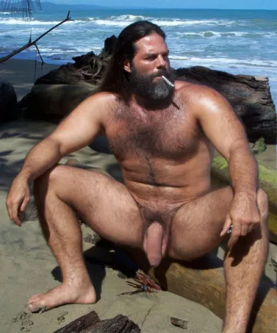 [NSFW: NUDITY] Modern Viking Man Smoking On The Beach A Pillage