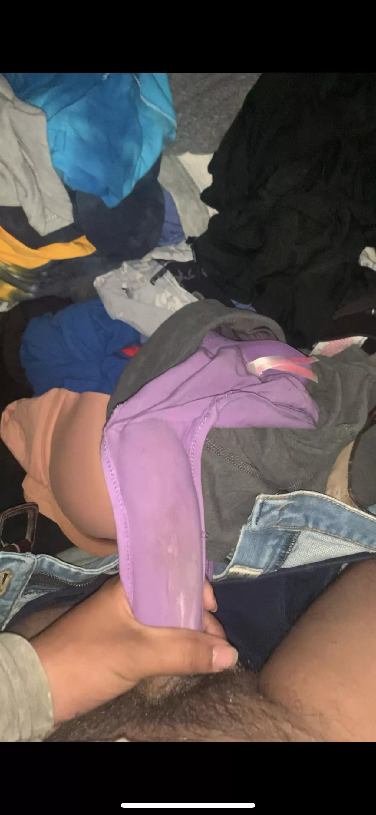 Nutted so hard playing with her dirty clothes