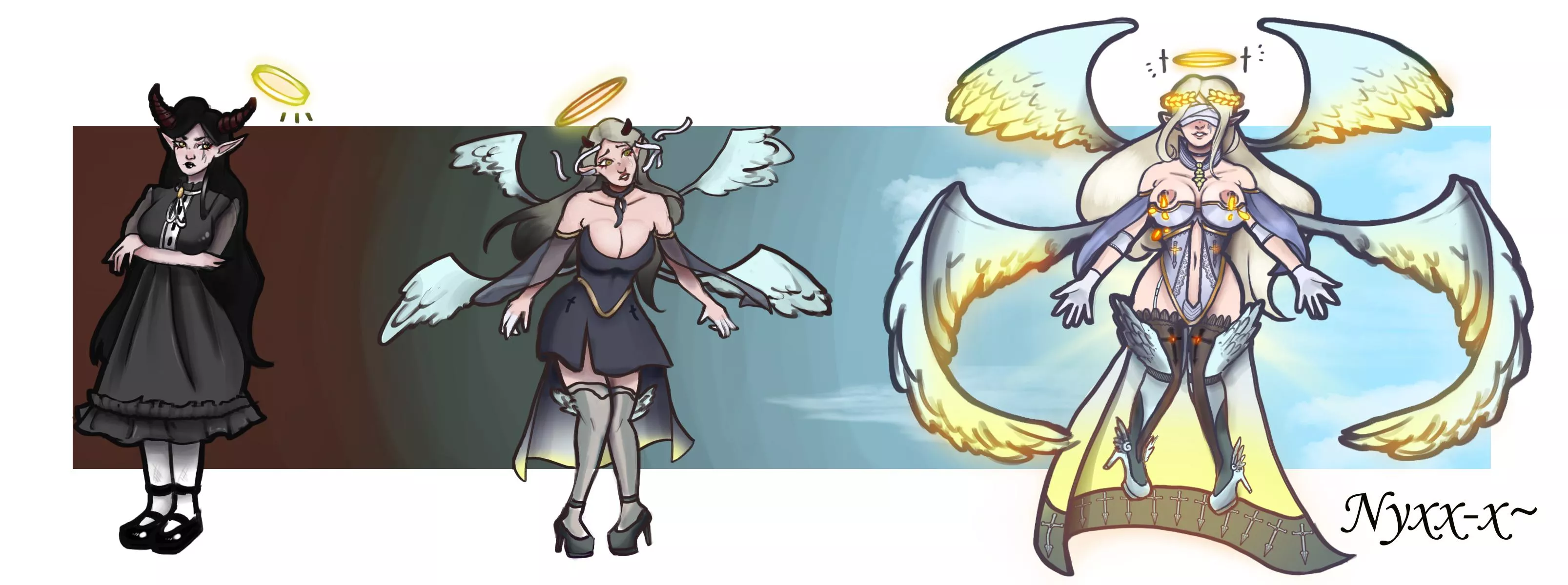 [OC] Holy Bliss~ (F Demon -> F Angel, Mind Change, Breast Expansion, Purification) by me (Commission)