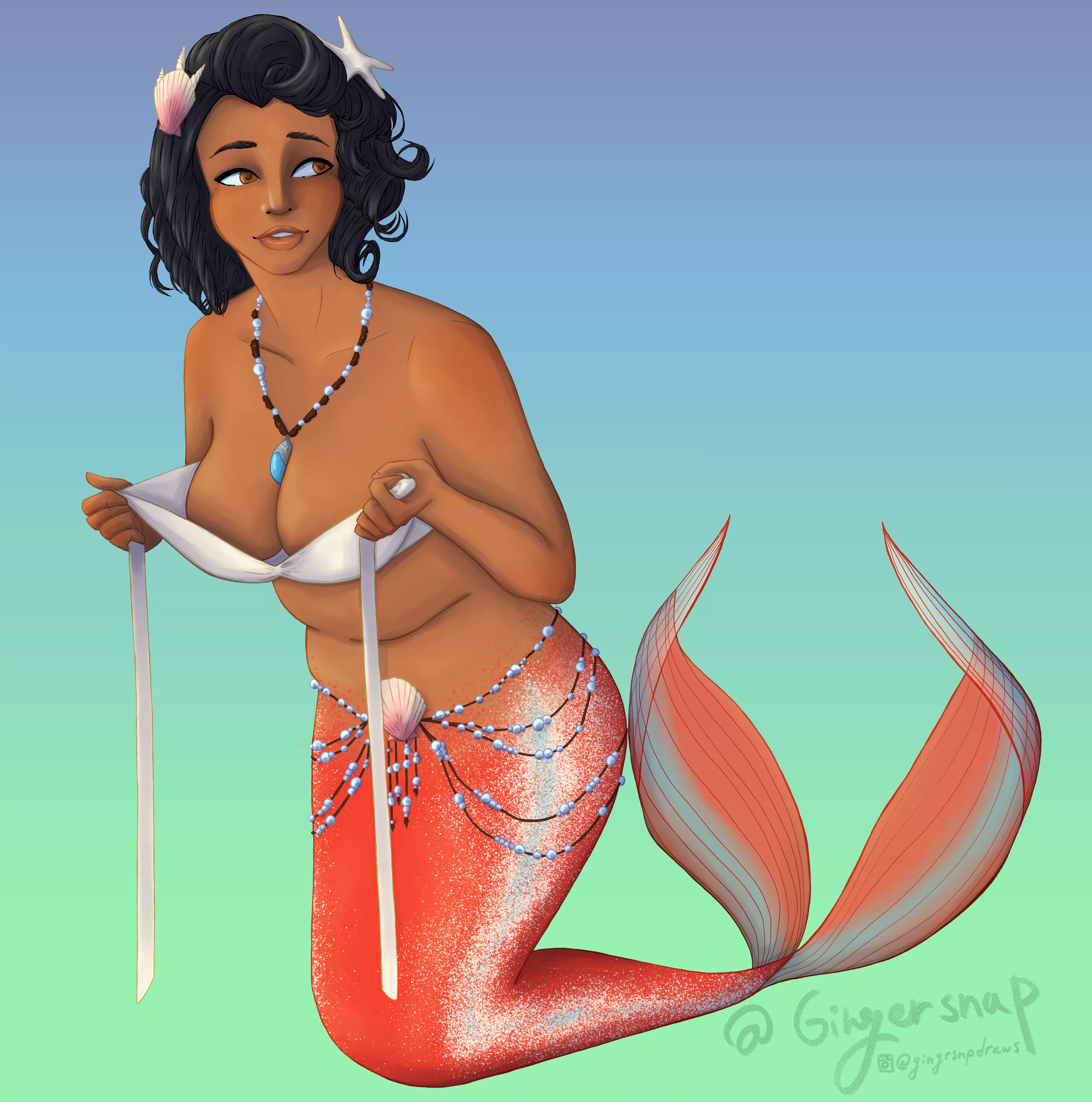 [OC] Mermaid fixing her top