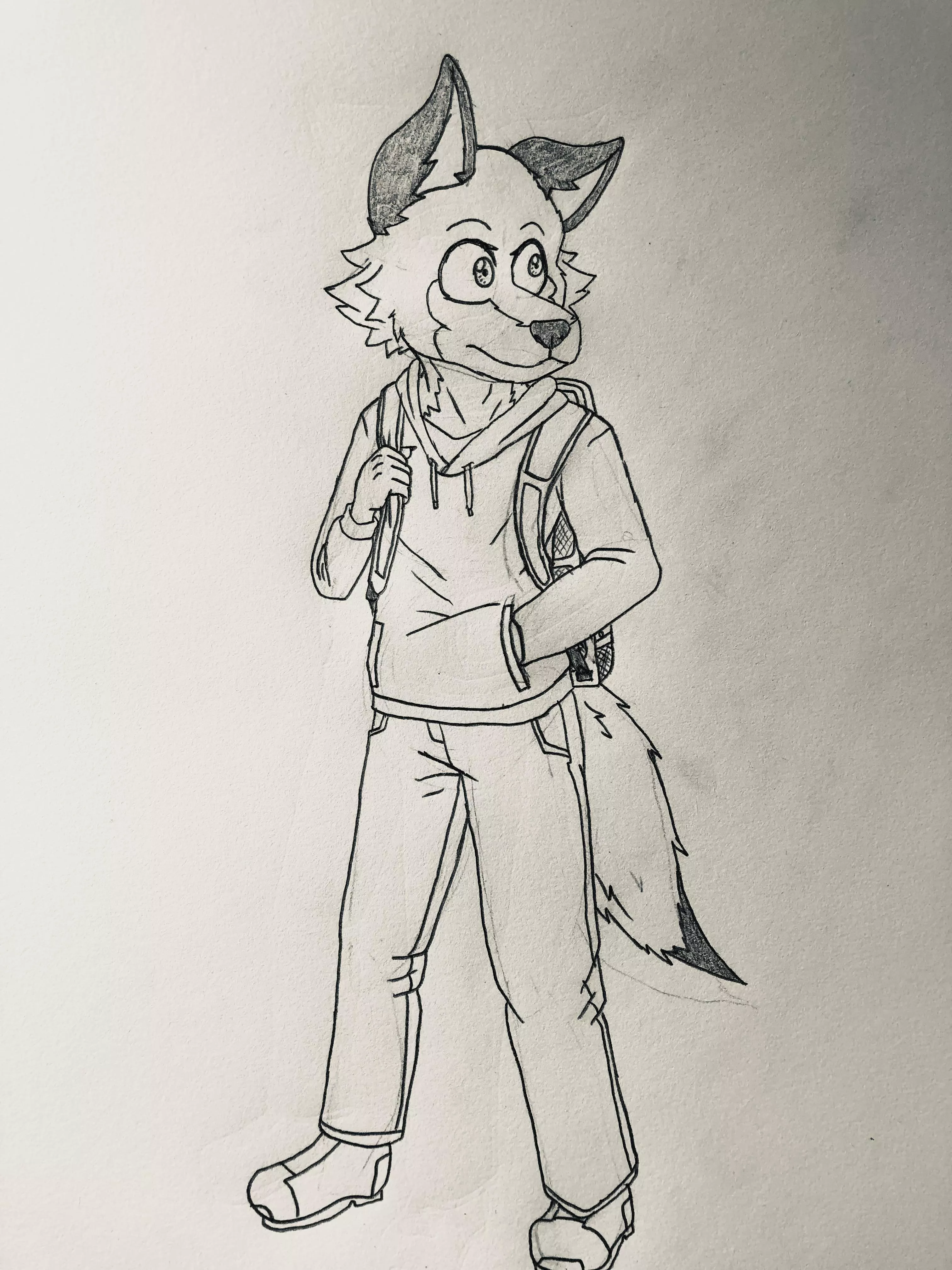 OC | My fursona (Pyle) who I drew during class.