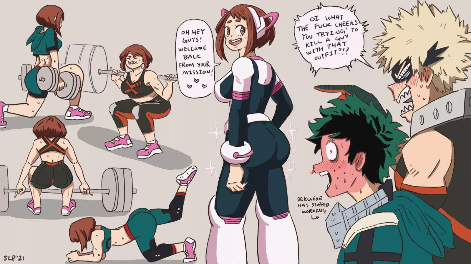 Ochako gets results at the gym