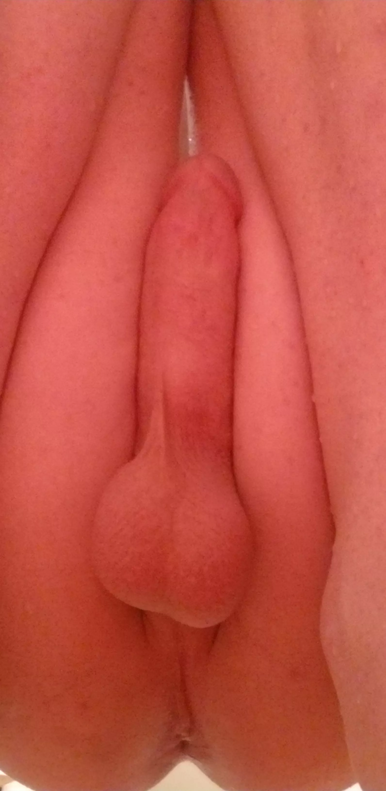 One of my favorite memories, the moment I discovered that I lookd good as fuck with my cock tucked behind my thighs, it feels good too!