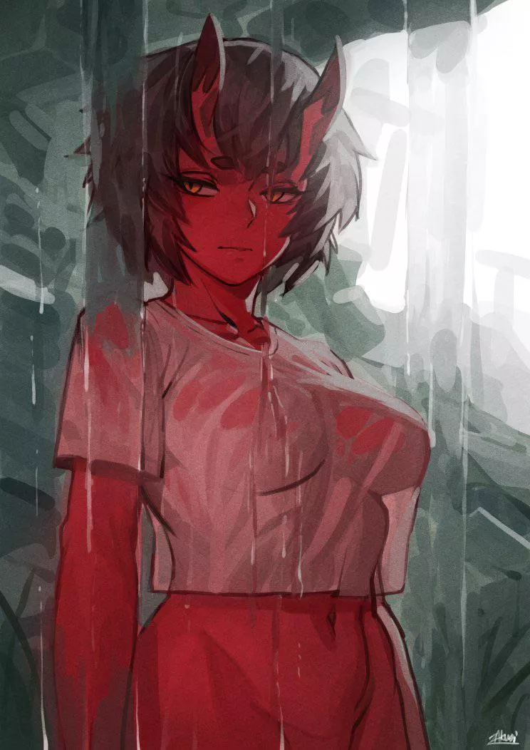 Oni in rain