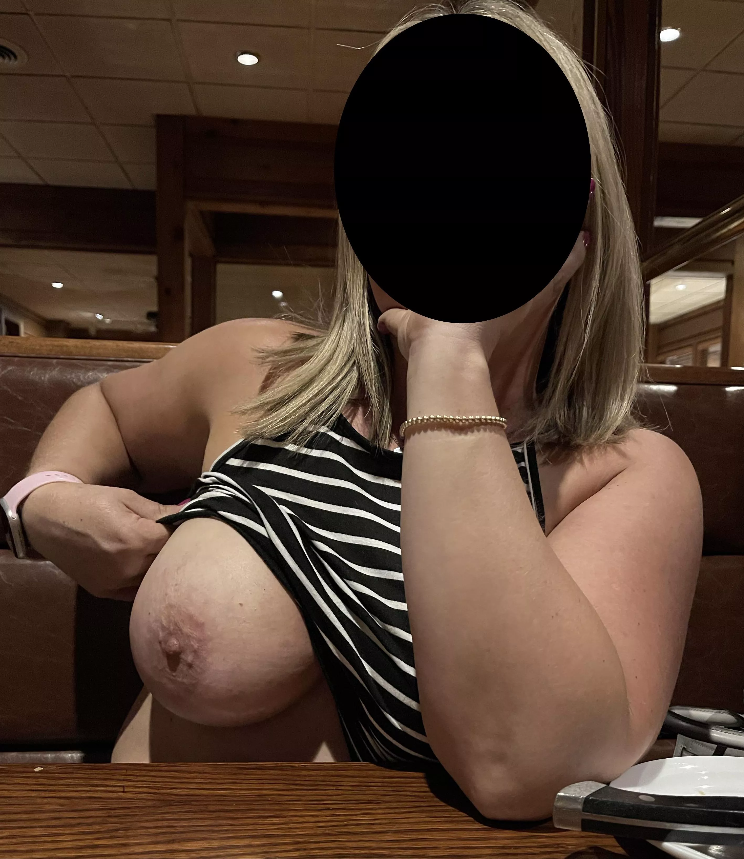 Only took two drinks before my wifeâ€™s boob cane out F(43)